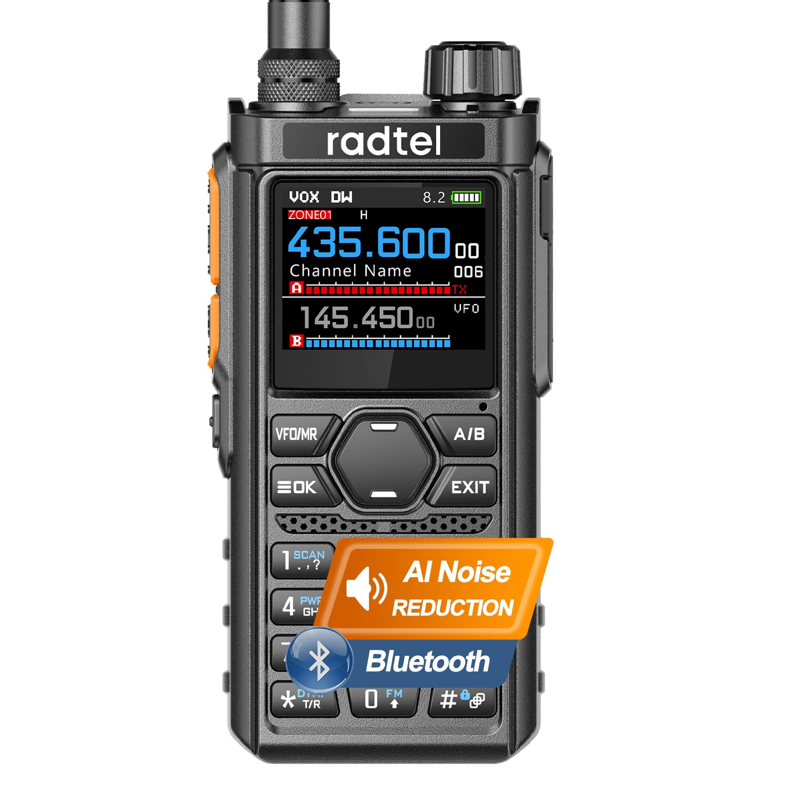 Radio bidirectionnelle Radtel RT-910B 5W UHF/VHF radioamateur 6 mètres, Bluetooth programmable, Talkie-walkie Rechargeable USB-C avec Fonction VOX Mains Libres véhicules