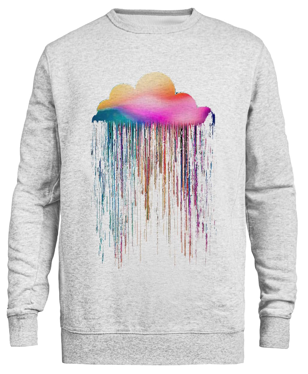 Nuvola di Pioggia Arcobaleno Sweatshirt Grigia Unisex Eco-Friendly Unisex Grey Sweatshirt Eco-Friendly Crewneck