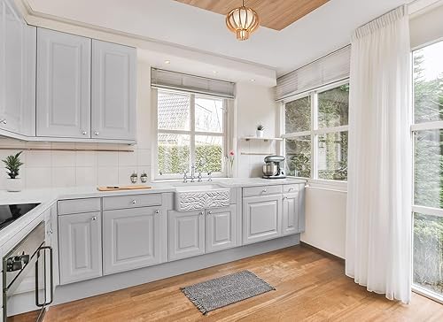 Miniatura 2 de Whitehaus Collection WHFLGO3018 - Fregadero de arcilla refractaria reversible de 30 pulgadas con delantal delantero Gothichaus en un lado y delantal