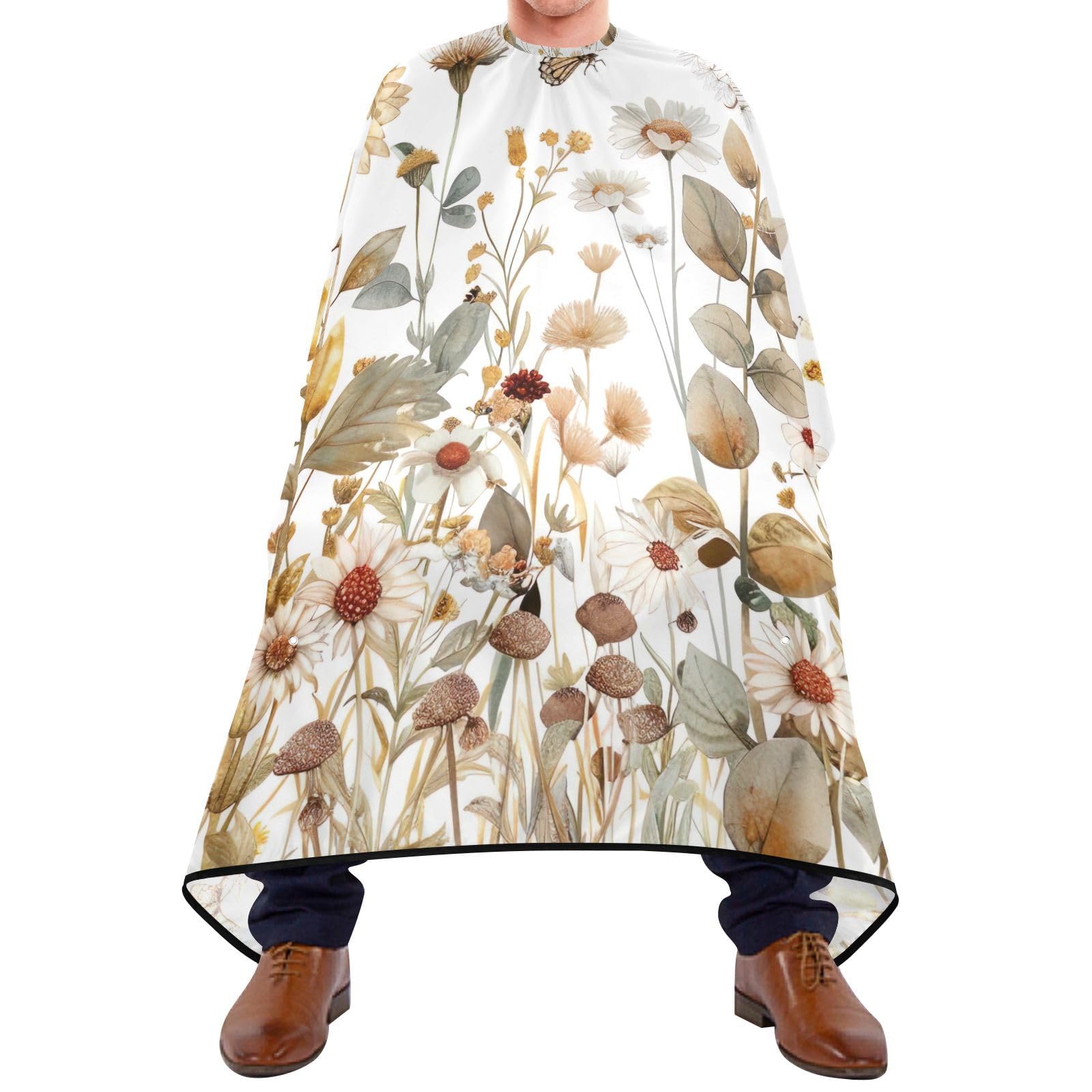 Takiito Watercolor Wildflowers Barber Cape for Men, Waterproof Haircut Cape Hairdressing Cape Beard Apron Cape for Salon Home Use, 55x65 in