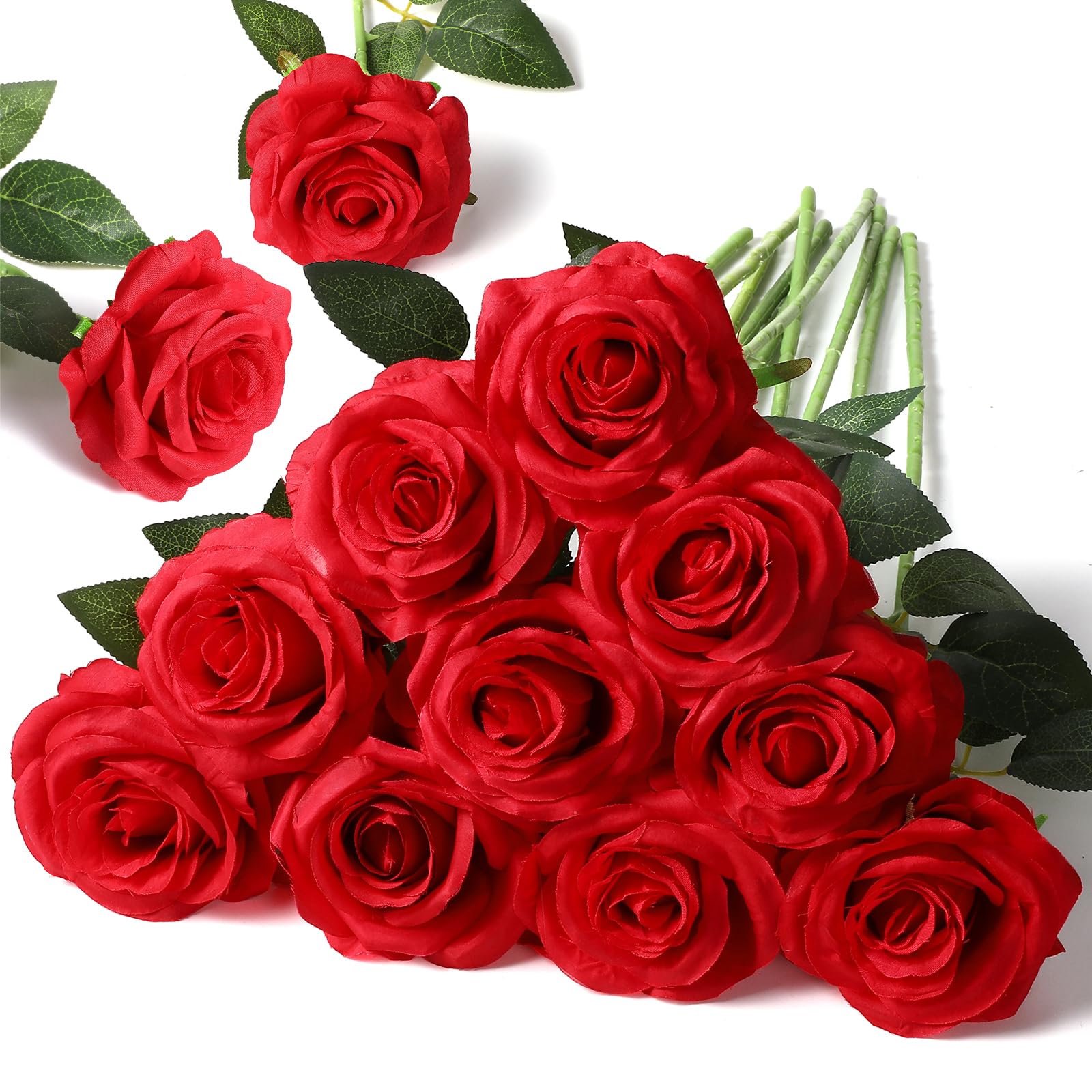 Floralsecret 12 Stück künstliche Seide Rose Blumenstrauß Faux Flowers Home Hochzeitsfeier Dekor