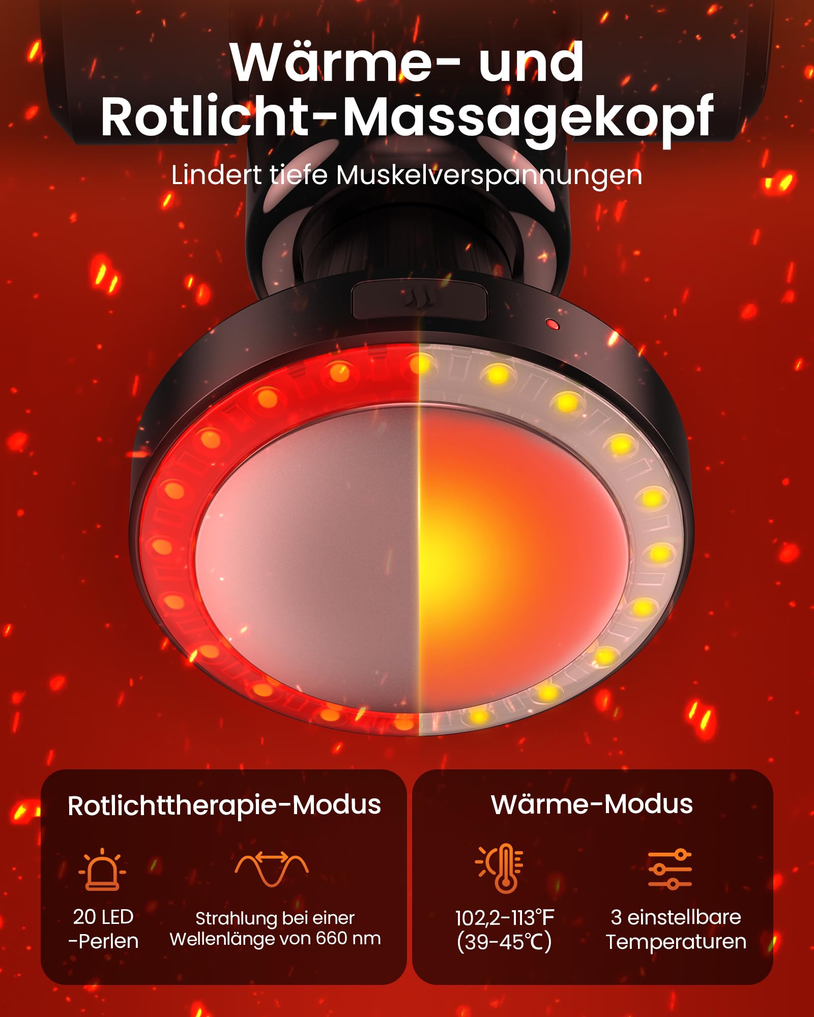 Massagepistole mit Wärmefunktion und Rotlichttherapie,Napre Massage Gun Massage Pistole mit Verlängerung,Muskel Percussion Massagegerät für Schulter Körper Rücken Entspannung,32 Geschwindigkeiten