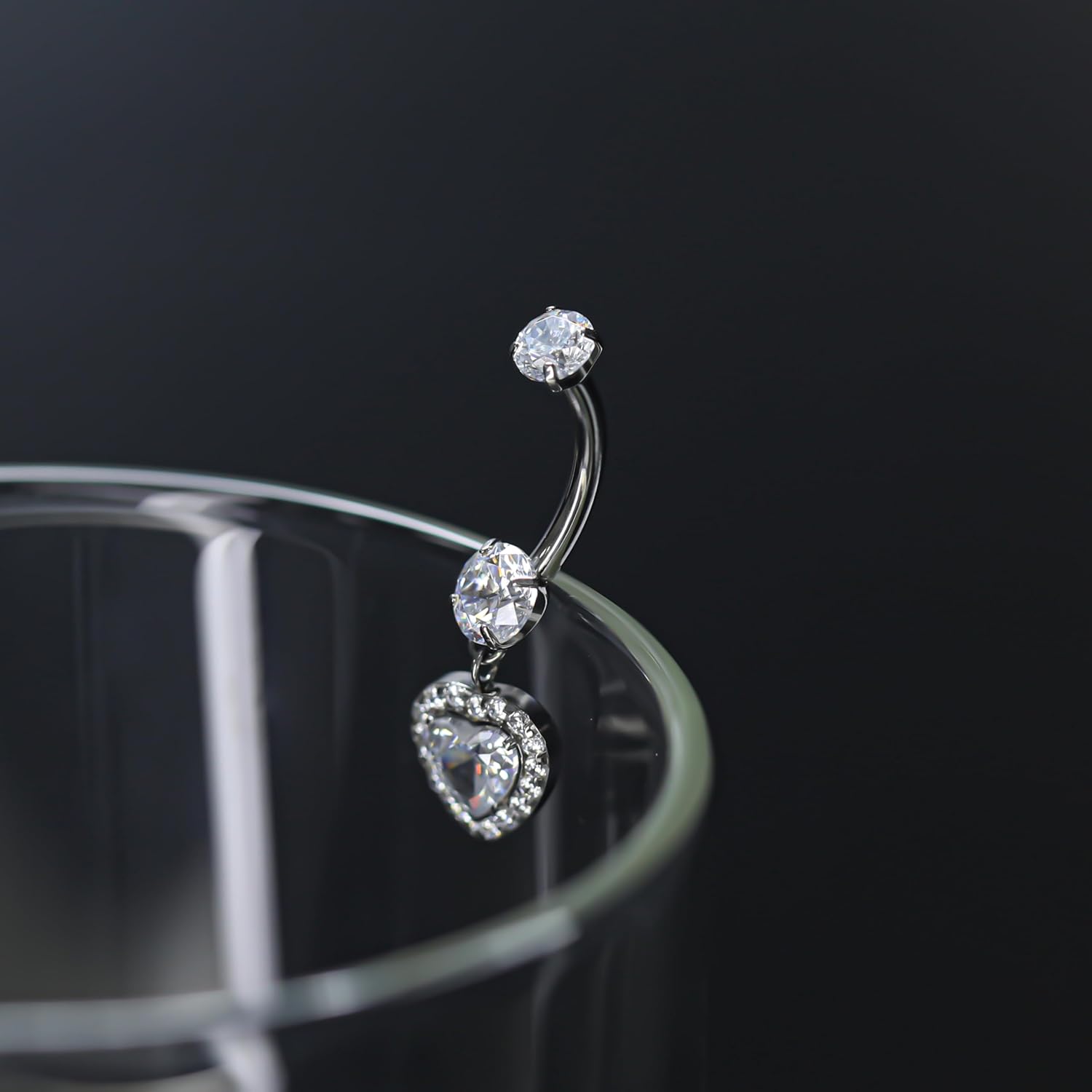G23 Titanium Belly Button Rings 14G Internally Threaded 10mm Curved Barbell Navel Piercing Jewelry with CZ Crystals, Dangle & Floating Hypoallergenic Belly Rings - Image 5