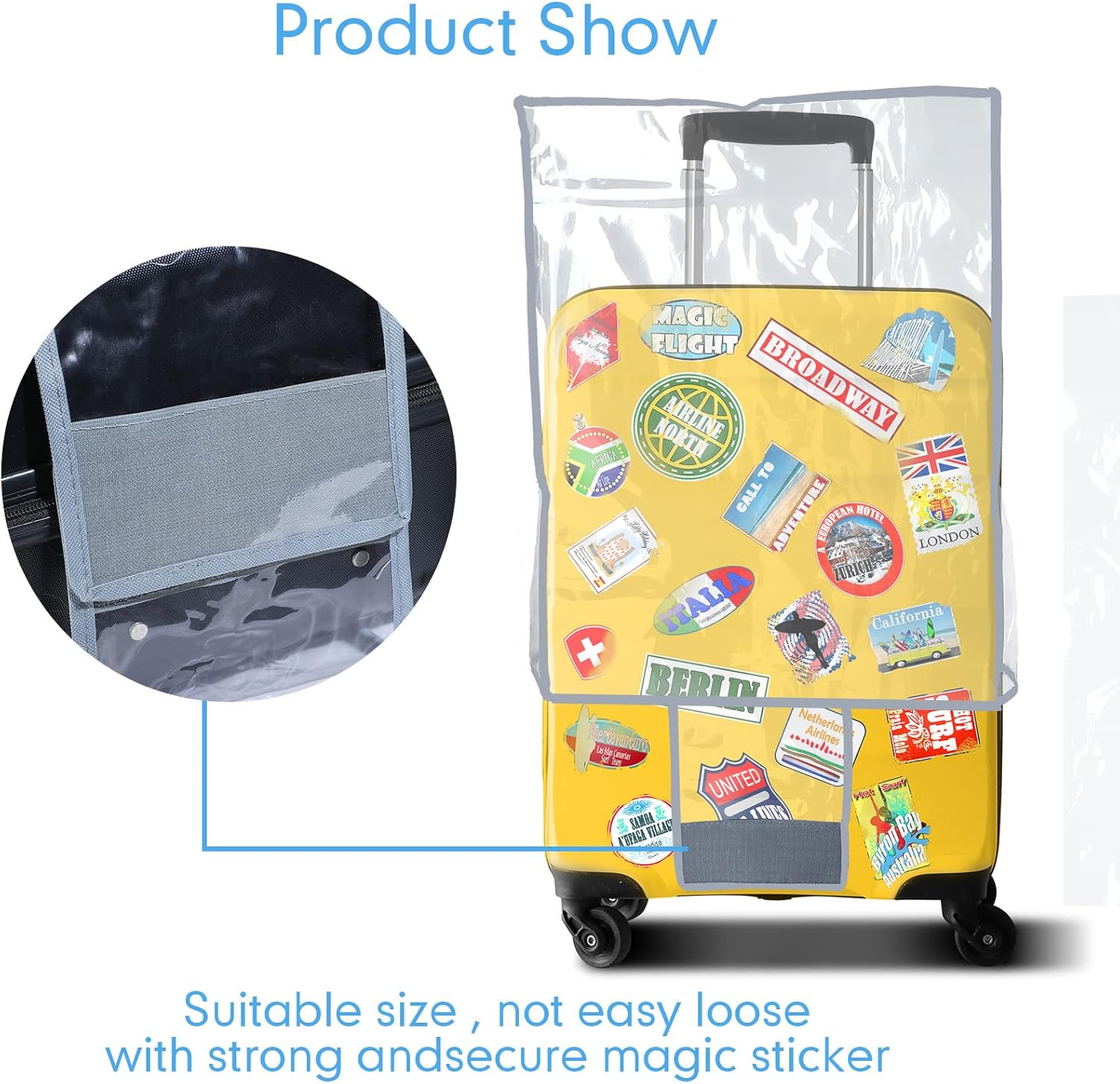 Sadnyy 3 Pieces Clear Luggage Cover PVC Suitcase Luggage Protector Waterproof Cover(Gray Border,Regular Style) - Image 4