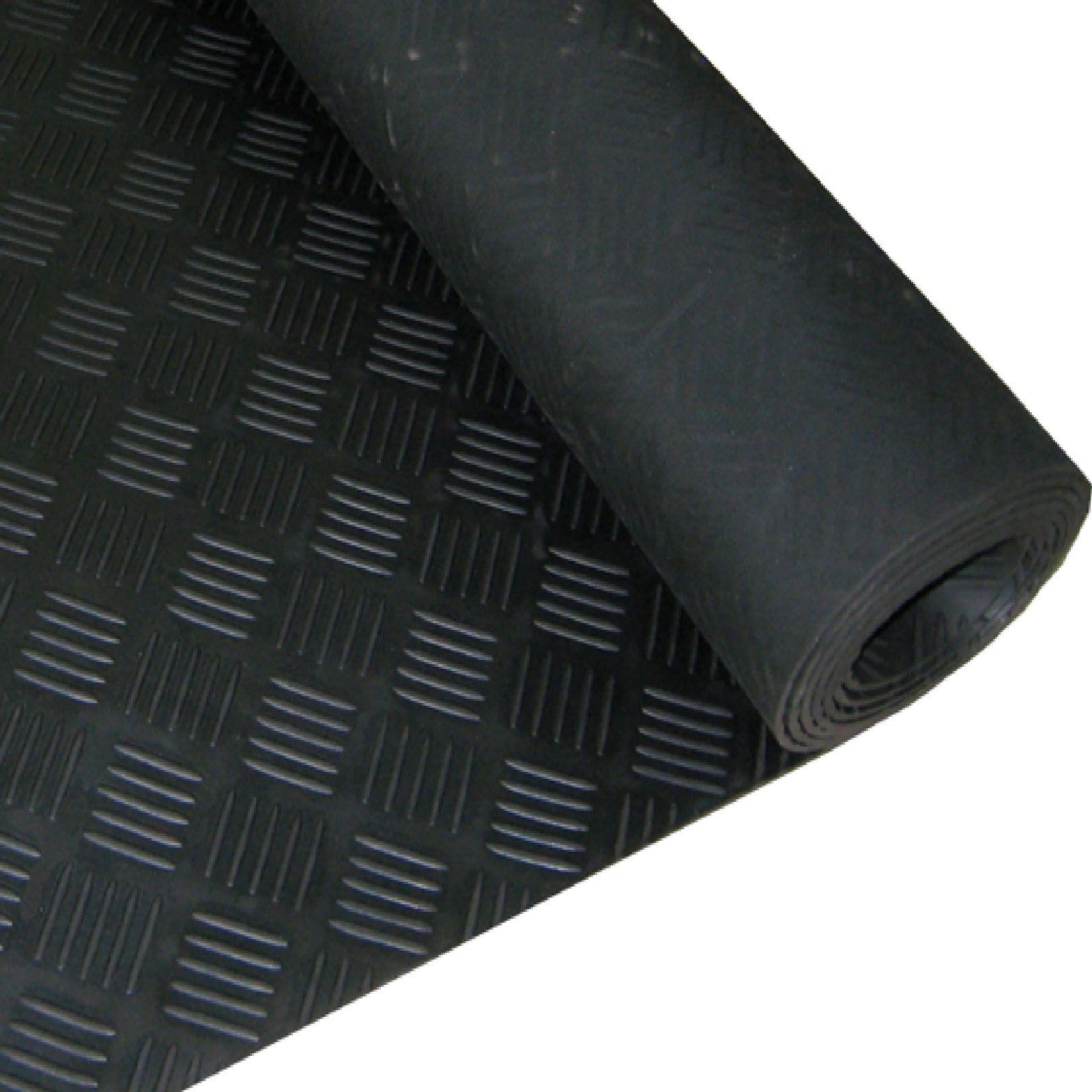 Shield Autocare 3.5m x 1.3m Rubber Matting Roll | 5 Bar Rubber Flooring Mat for Garage Floor, Van, Gym, Shed | Black 3mm Thick Outdoor Indoor Anti Slip Waterproof Sheet