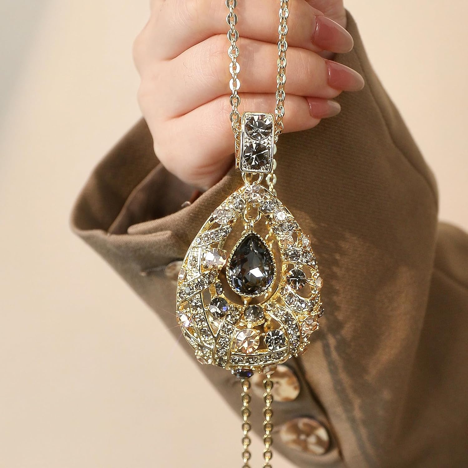 Long Crystal Gold Pendant Necklace, Necklaces for Women Trendy,Birthday GIft 160199