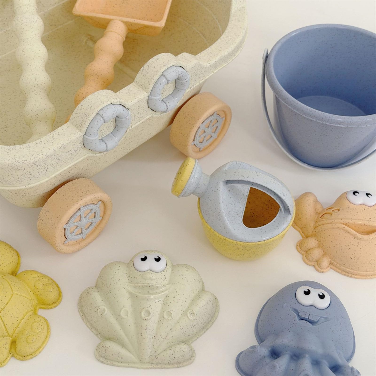 Set attività da Spiaggia per Bambini Robusti Oggetti da Gioco da Costruzione in ABS per Sabbia e Acqua Oggetti da Gioco con sabbiera dai Colori Vivaci Collezione Colorata Che Include Pala