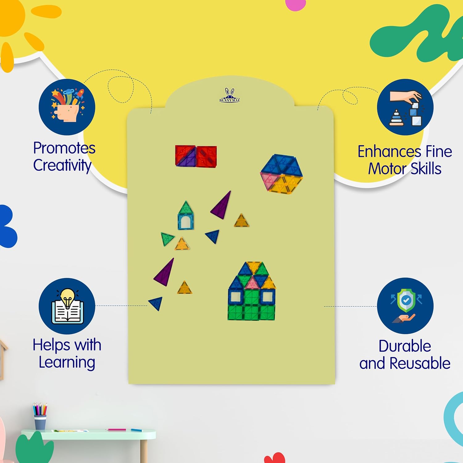 Magnetic Wall Decal for Kids Playroom, 32x48 Self-Adhesive Magnetic Wall Sticker for Kids Playroom, Writable Magnetic Play Wall, Cypress Green