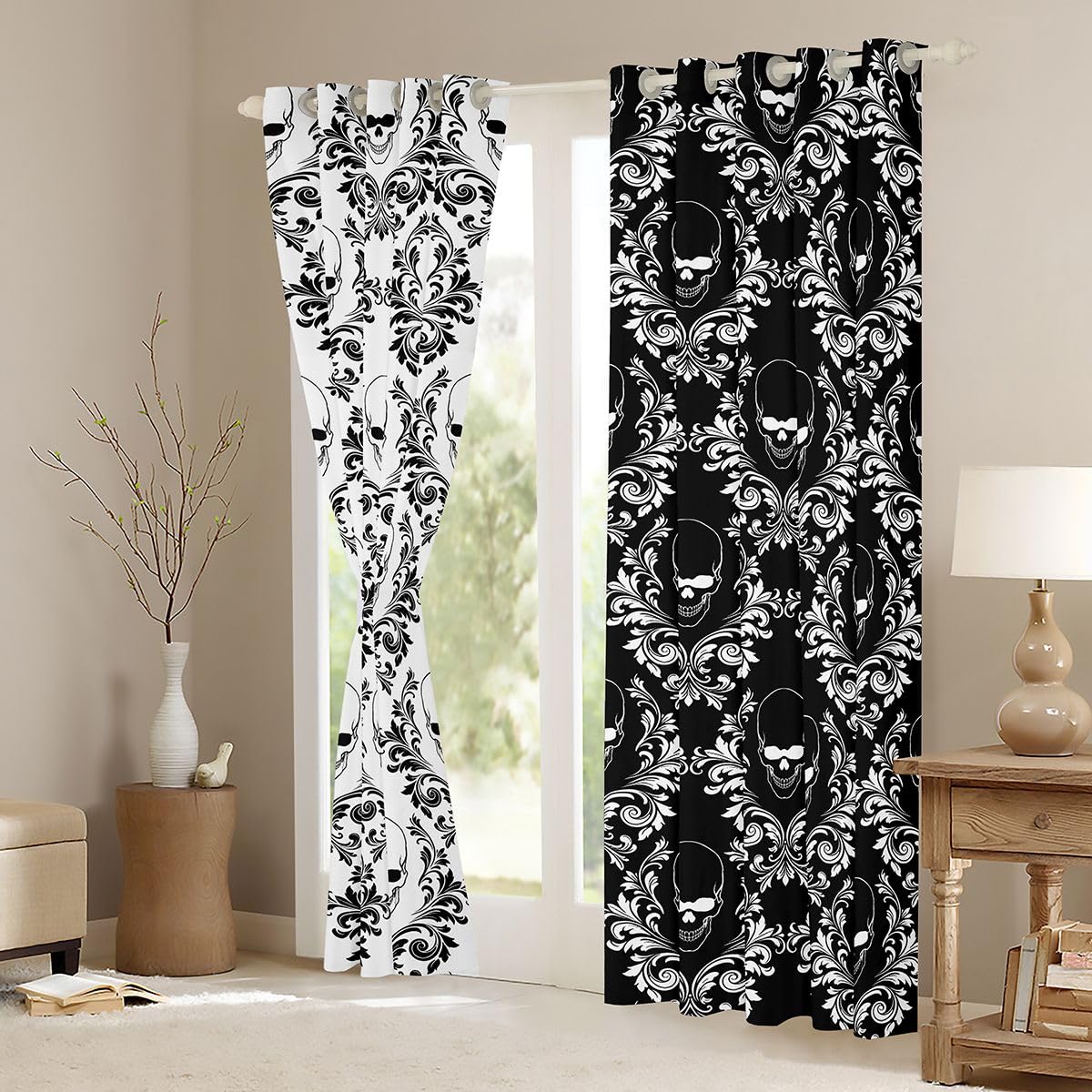 Loussiesd Sugar Skul Window Treatments, 2 panele szer. 46 x dł. 72