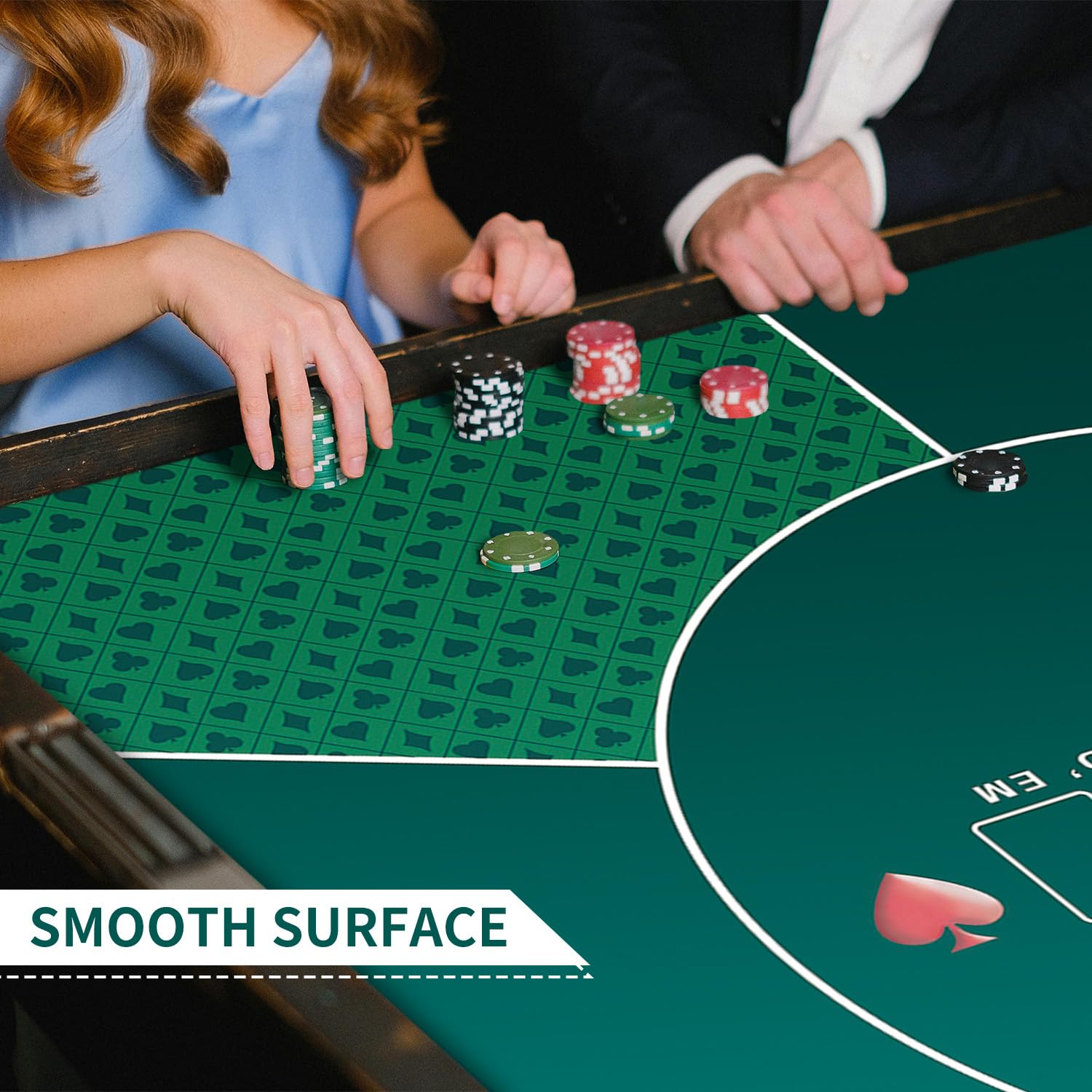 LaiEr 60/80/100/120/140/160cm Quadratische Poker Matte Texas Hold'em Poker Gummimatte Poker Topper für Tische Faltbare Tragbare Poker Tischplatte Layoutw für Poker Spiele Blackjack Casino(100 * 100cm)