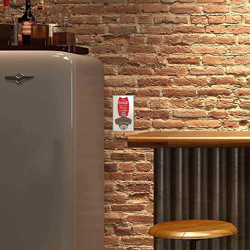 Miniatura 5 de Coca-Cola - Abridor de botellas de pared a rayas, abrebotellas de Coca-Cola vintage, hecho con madera y metal fundido, gran idea de regalo
