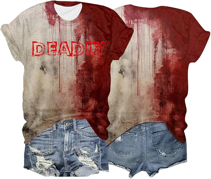 Problem Gelöst Halloween T-Shirt Herren - Blutspritzer Design Mit V-Ausschnitt