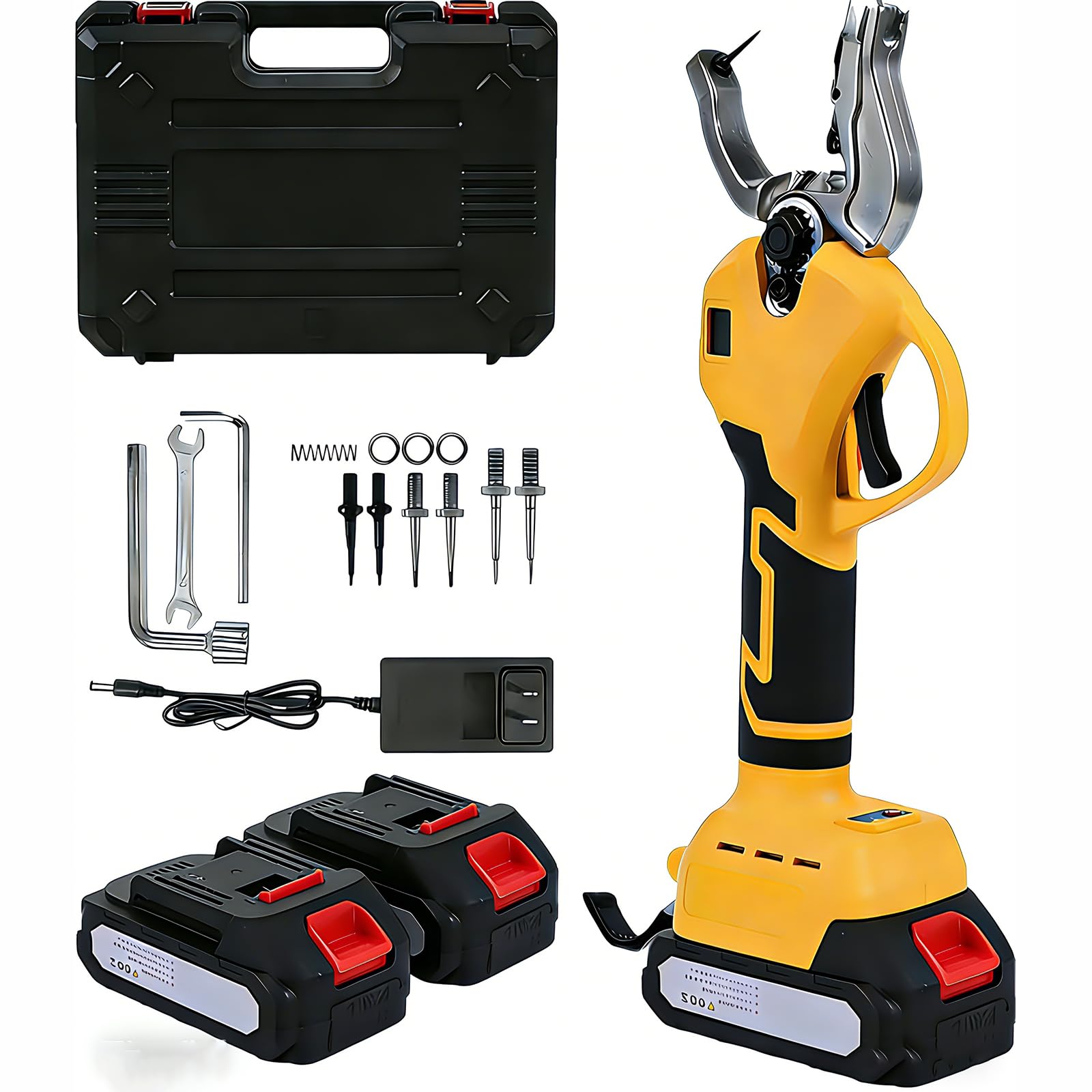 Pinza per Marche Auricolari Elettrica Cordless con contatore, Applicatore Marcatura Animale con 2 Batterie, 3-4 ore di autonomia, per bovini, maiali, pecore Yellow