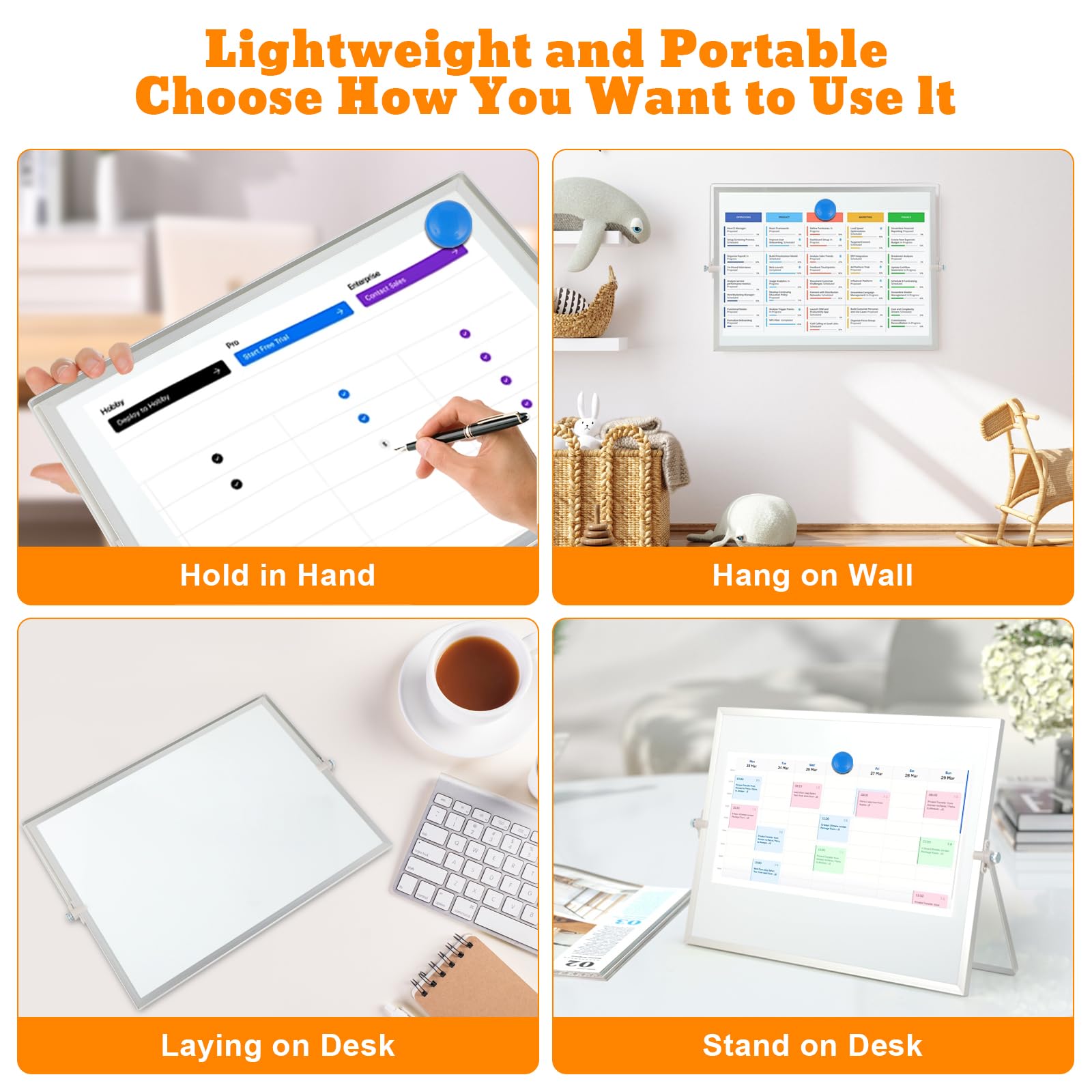 Magnetisches Whiteboard, Beidseitige Magnettafel Weiß mit Ständer, Kleine Desktop Schreibtafel 30x40cm, Whiteboard mit Ständer, Abwischbar & Vielseitig Verwendbar für Zuhause und Büro