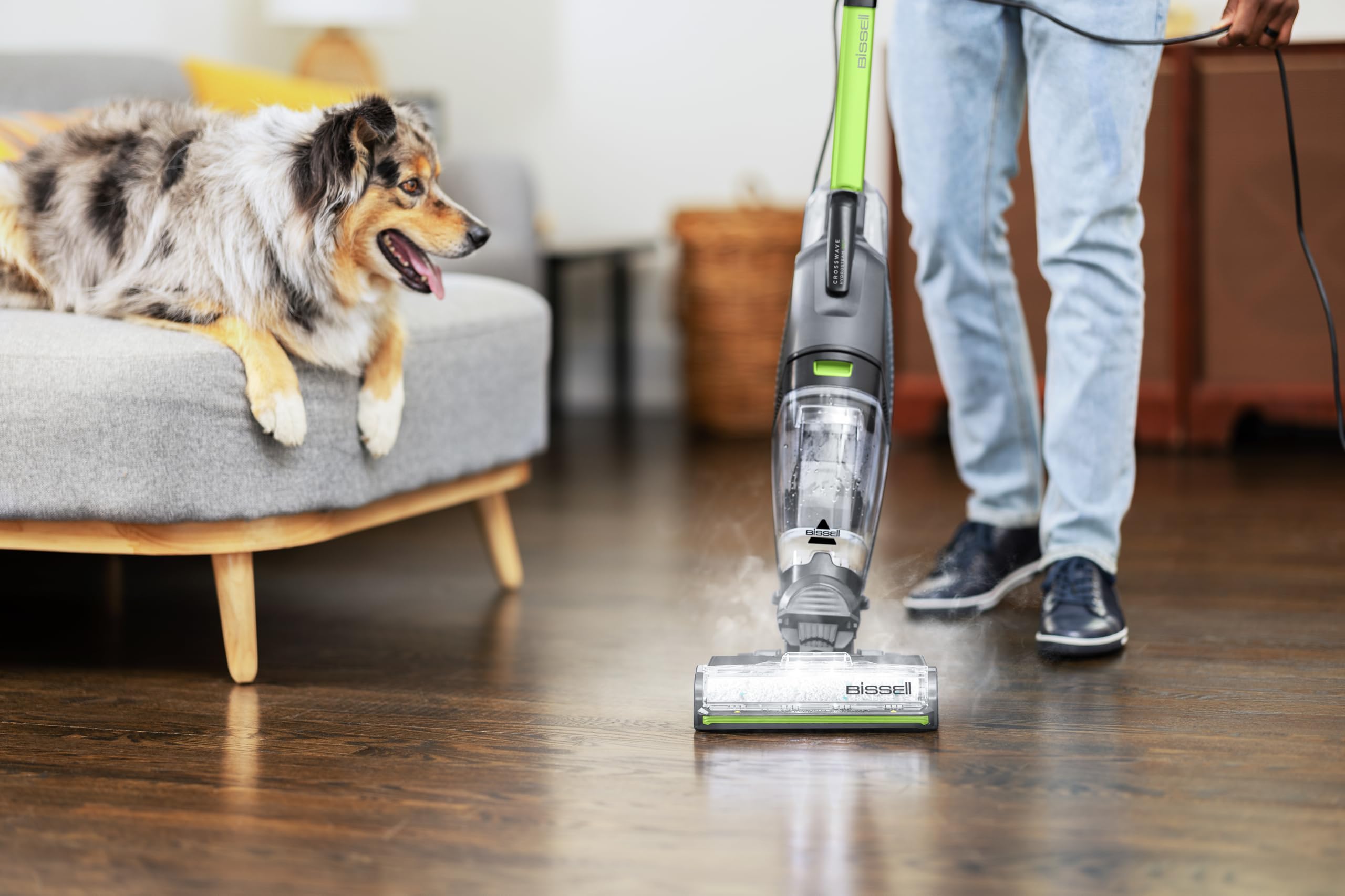 Bissell CrossWave HydroSteam Pet, Aspiradora de Mano con Cable, Aspira, Mopa y Seca, Escoba Vertical Potente, con Modo de Vaporeta, Ideal para Dueños de Mascotas, Limpieza Multisuperficie, 3517N