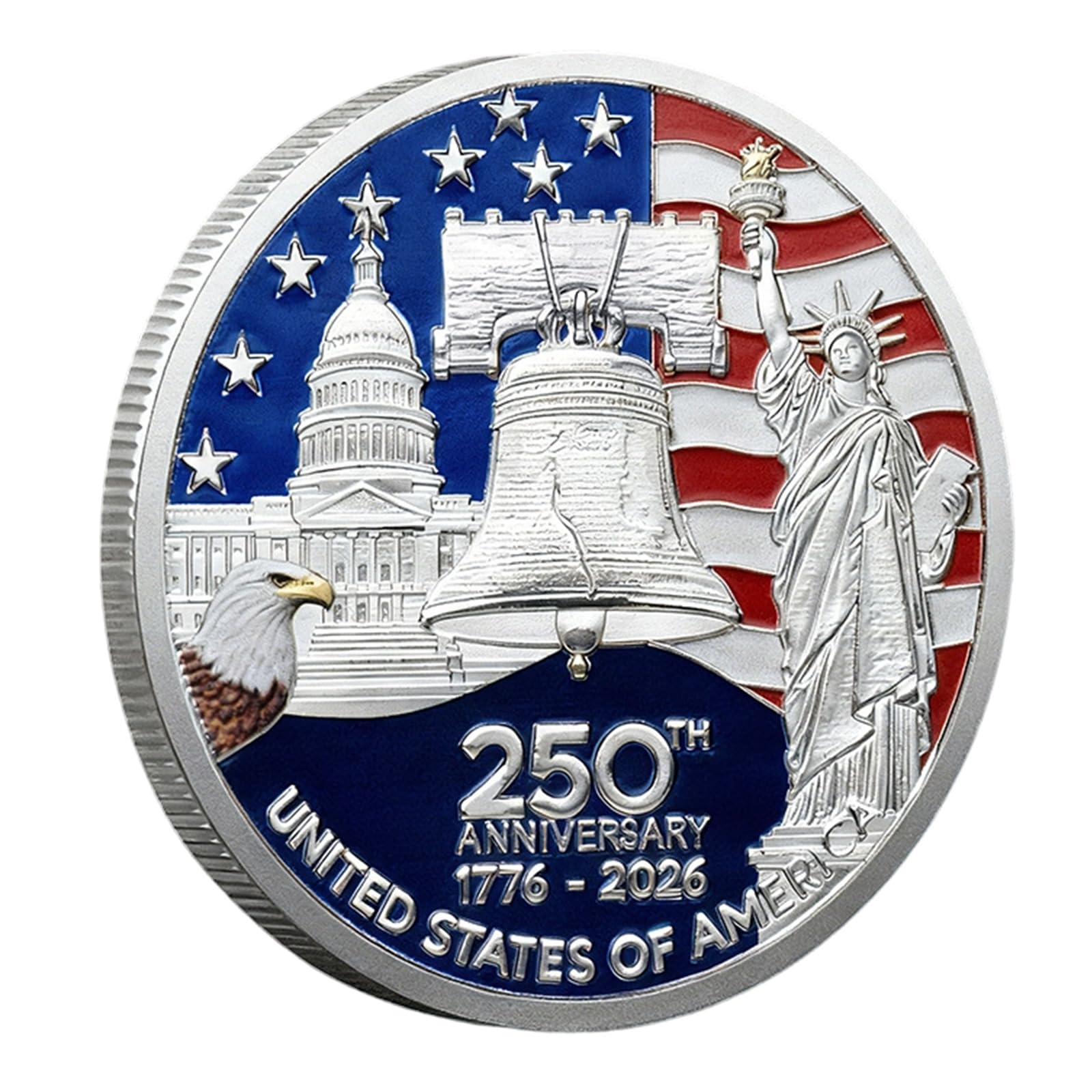 MIDOKSTUA Premium Independence Day 250 Year Celebration Souvenir Coin for History Lover Bird Anniversary Coin