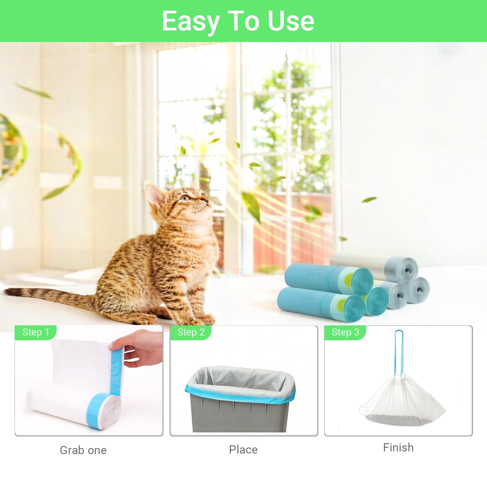 Katzentoiletteneinlagen, kompatibel mit MeoWant-SCO1 und MeoWant-SCO2, selbstreinigende Katzentoilette, 120 Stück, Kordelzug, strapazierfähig, auslaufsicher, Ersatz für Katzenstreu, 45,7 x 32 cm