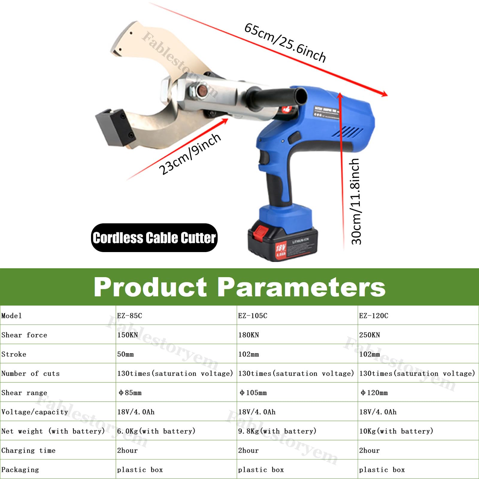 Coupe-câble hydraulique, Coupe-câble électrique à cliquet 250KN avec Affichage LED/2 Batteries, Outil de Coupe de Fil Φ85MM-120MM pour câbles Al et CU/Al blindés,85MM