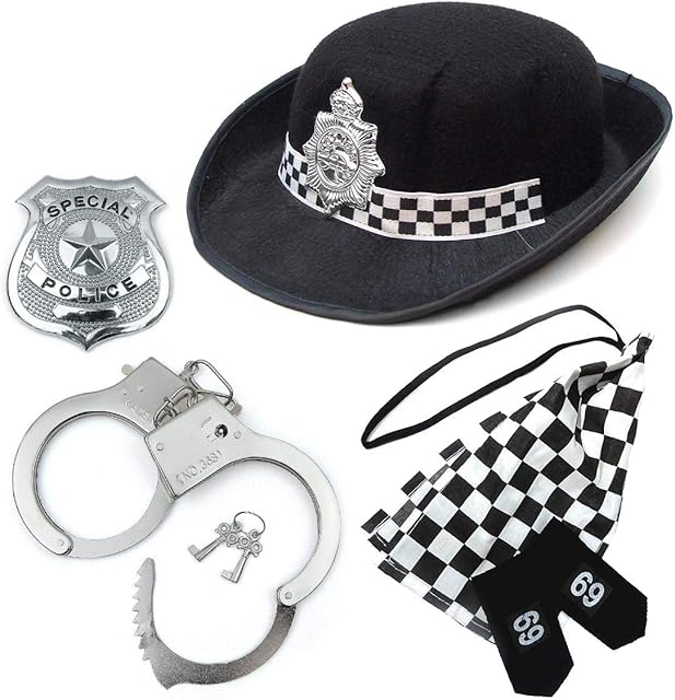 Paper Umbrella Adult Women's UK Police Officer Uniform Costume Accessories (5PC)