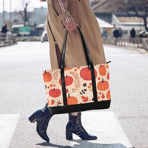 Miniatura 6 de Autumn Pumpkin professional laptop purse for women with zipper tote bag for women work for university with tablet maletin ejecutivo para mujer