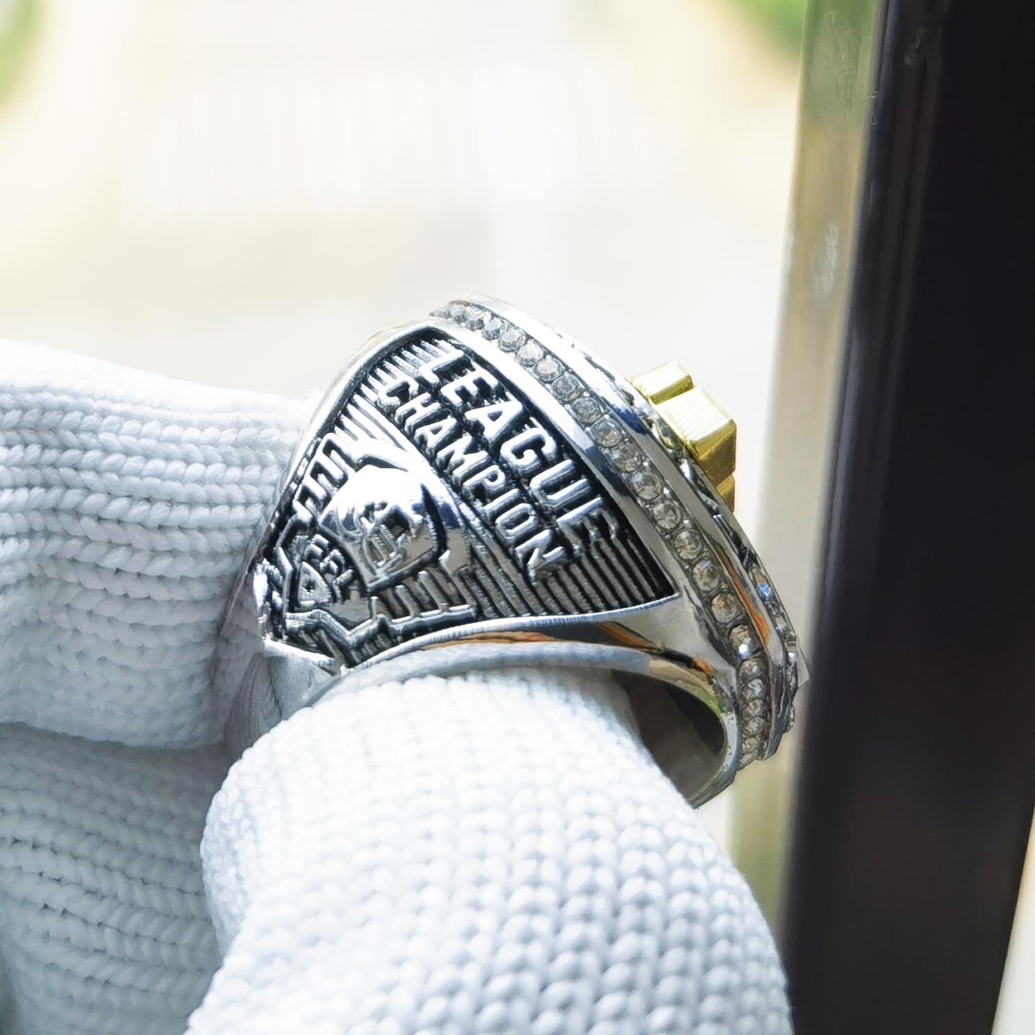 2025 Fantasy Football Championship Ring | Schwerer FFL Champion-Trophäe | Vergoldete und Silberne Belohnungs-Trophäe für Gewinner der Fantastischen Football League, Größe, size 8 with free