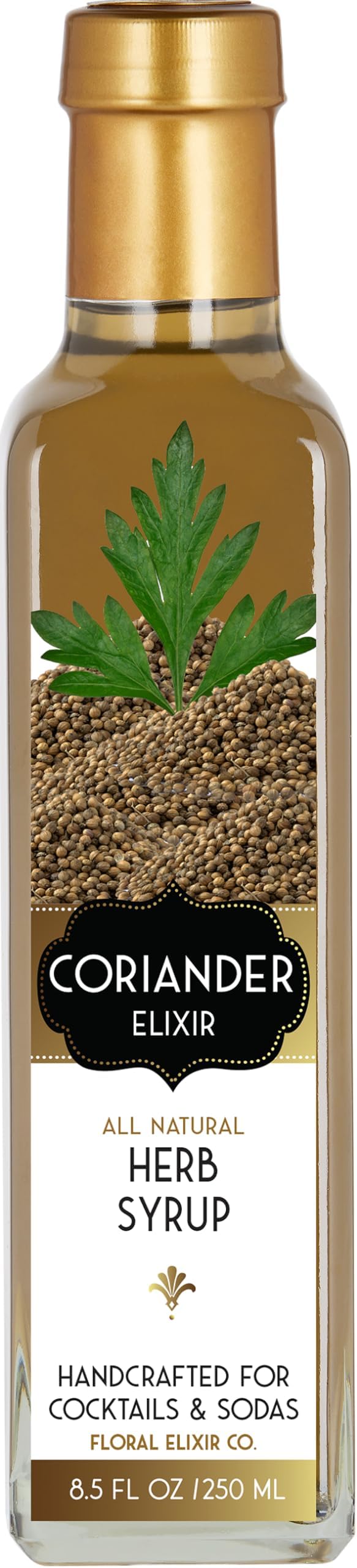 Floral Elixir Co. - All Natural HERB Syrup for Cocktails & Sodas, 8.5 oz (Coriander)