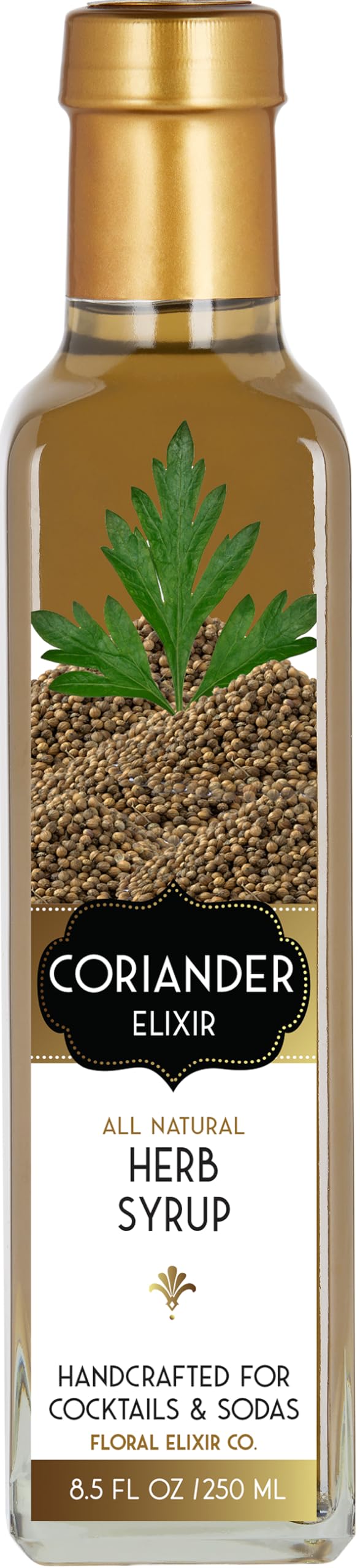 Floral Elixir Co. - All Natural HERB Syrup for Cocktails & Sodas, 8.5 oz (Coriander)