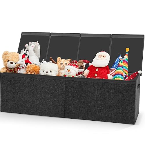 Patelai Caja de juguetes grande plegable y resistente con tapa y asas, caja de juguetes de Navidad, organizador de almacenamiento para sala de
