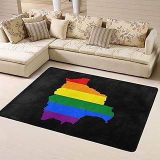 LGBT Flag Map of Bolivia Area Rug 4x6 Feet Rugs for Living Room Bedroom Soft Indoor Floor Rug Non-Slip Carpet