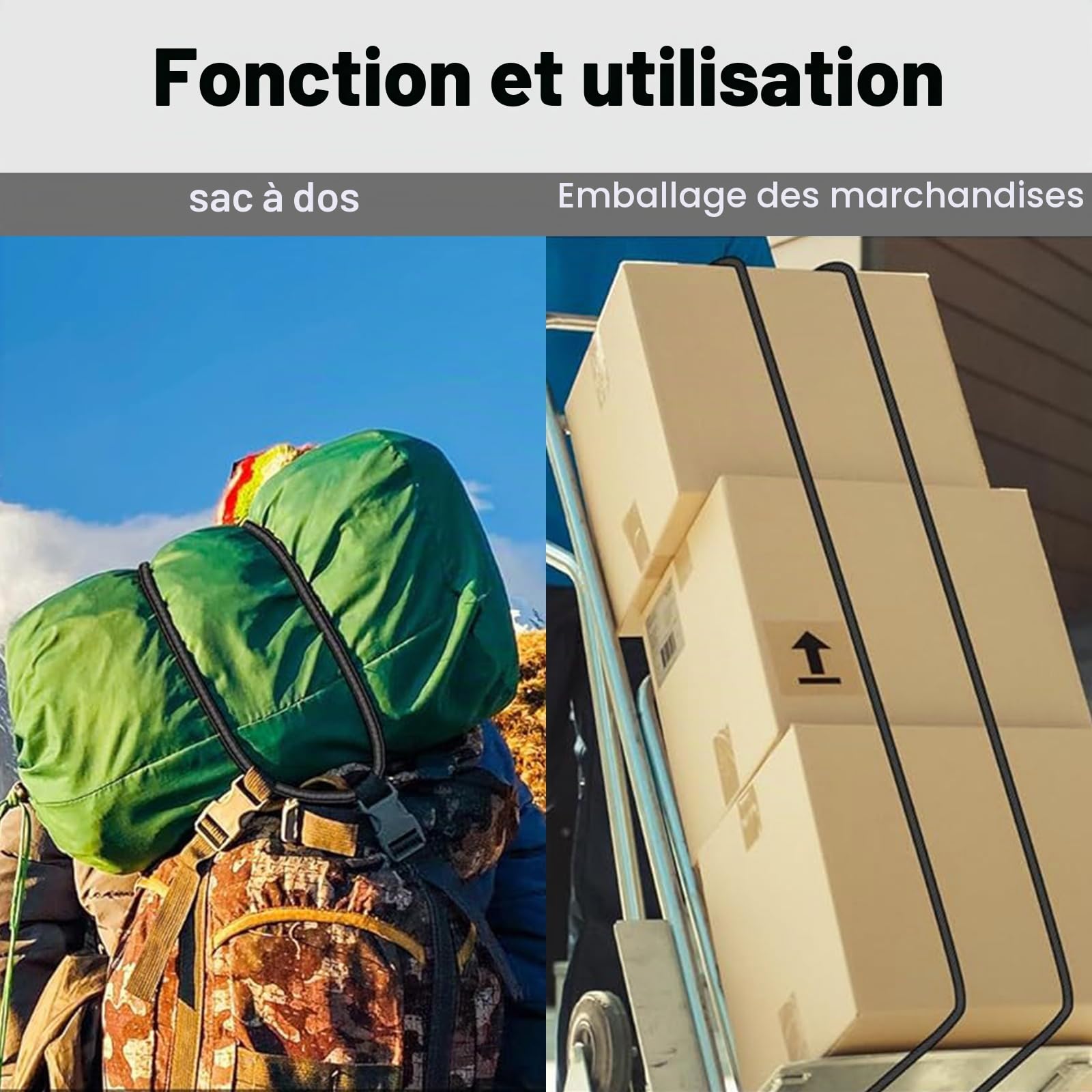 Lot de 4 sangles d'arrimage industrielles avec mousquetons (8 mm/30 cm, charge de rupture 110 kg) – Sangles de chargement orange avec mousquetons de qualité supérieure
