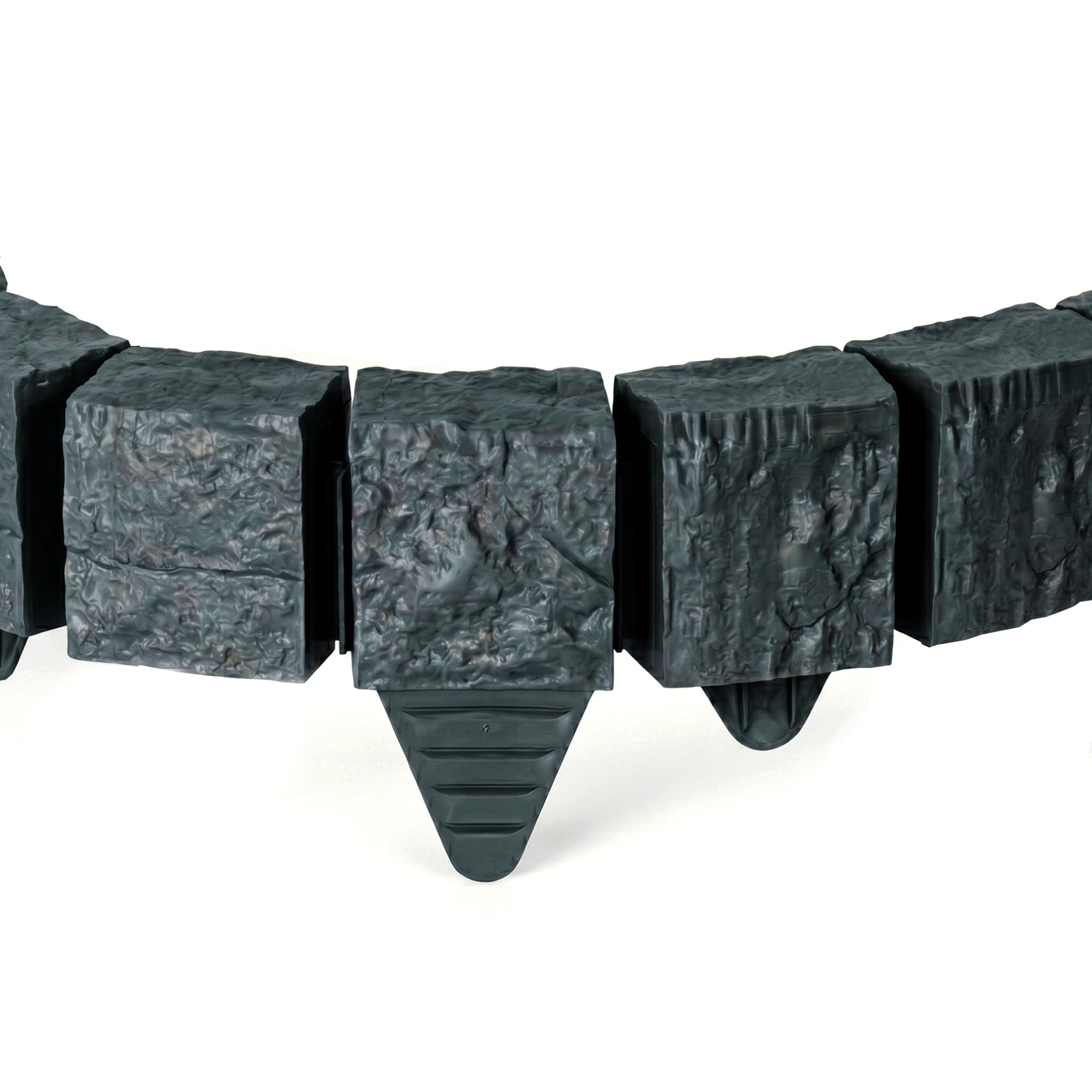 Plastic Lawn Edging Anthracite Granite Stone Effect 3D Garden Border Palisade with Built-In Ground Spikes, Flexible Decorative Lawn & Flower Bed Edging Borders (1 Pack - (27.5cm))