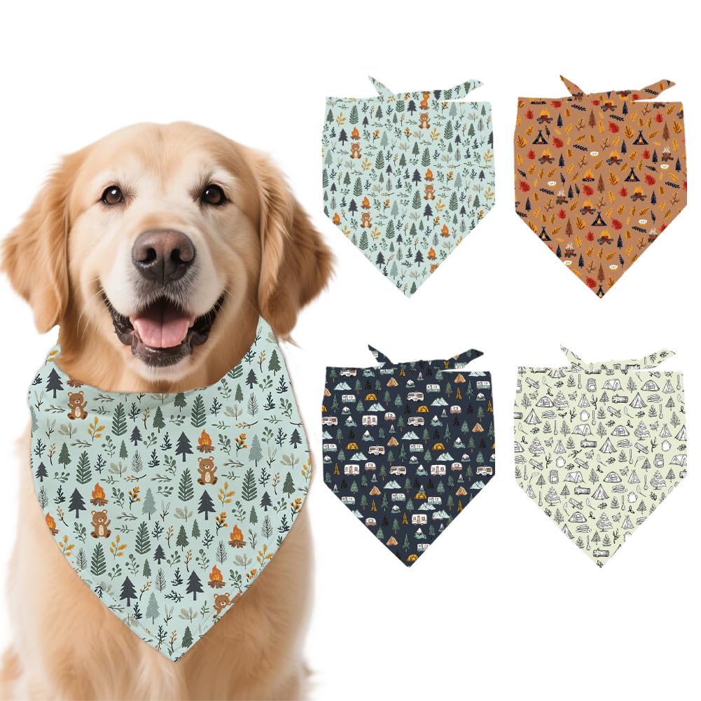 Bandanas lavables en tissu arricraft | Lot de 4 écharpes triangulaires en polyester 67x48cm