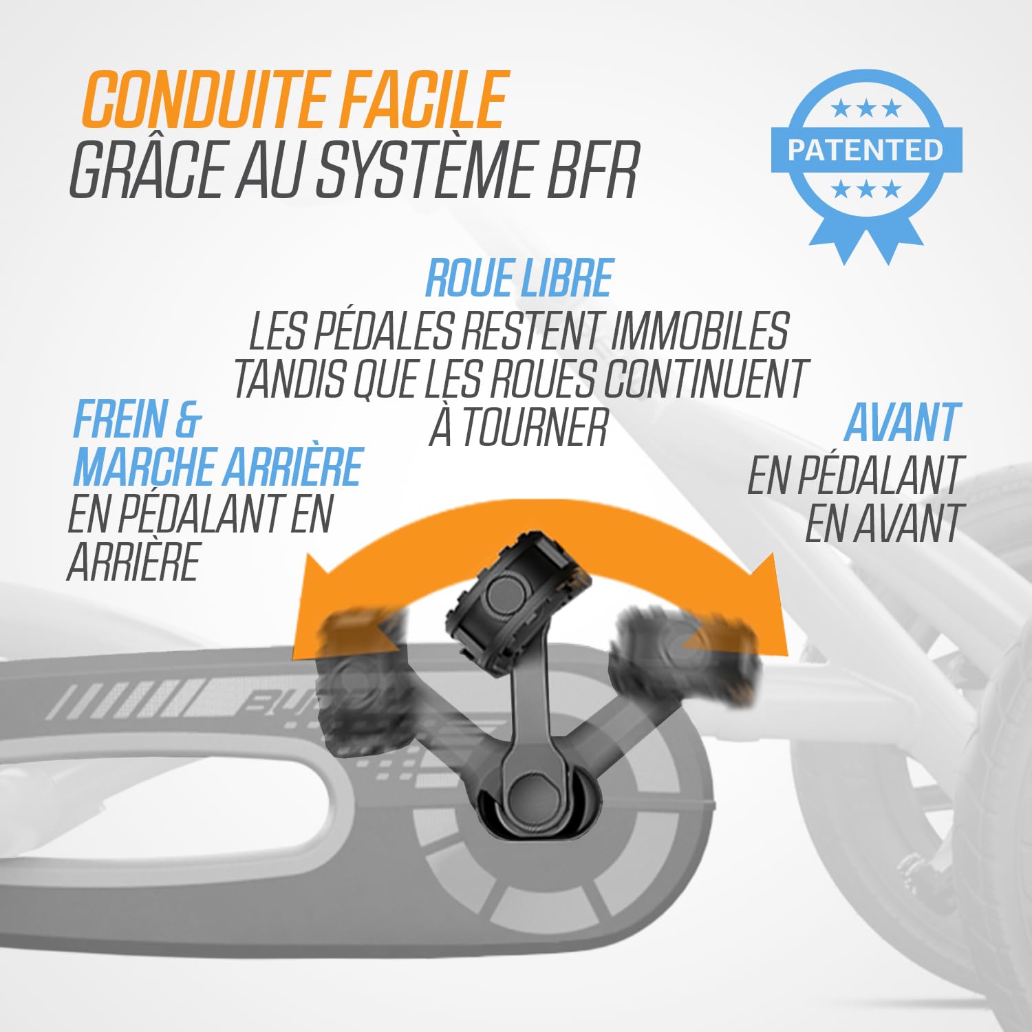 BERG Kart à pédales Buddy B-Orange 3-8 ans cadre robuste selle réglable volant réglable