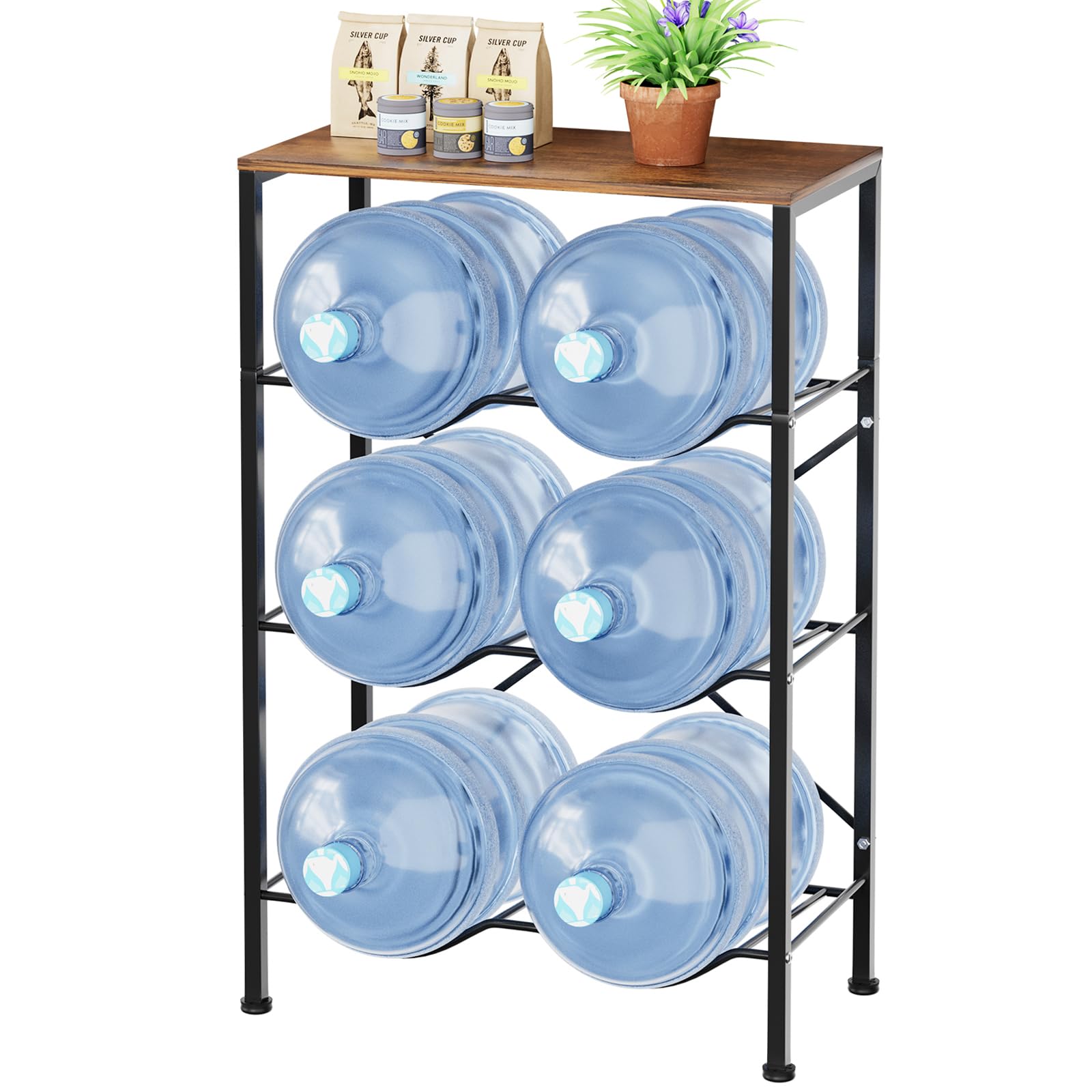 Tonchean Soporte para jarra agua, estante de 3 niveles, recipiente de 5 galones, dispensador de agua, para cocina, oficina y salón