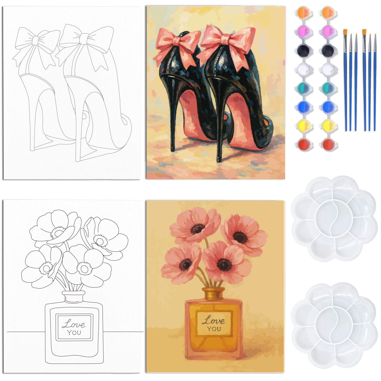 Peinture sur toile pré-esquissée adulte pour activité paint and sip et soirée couple