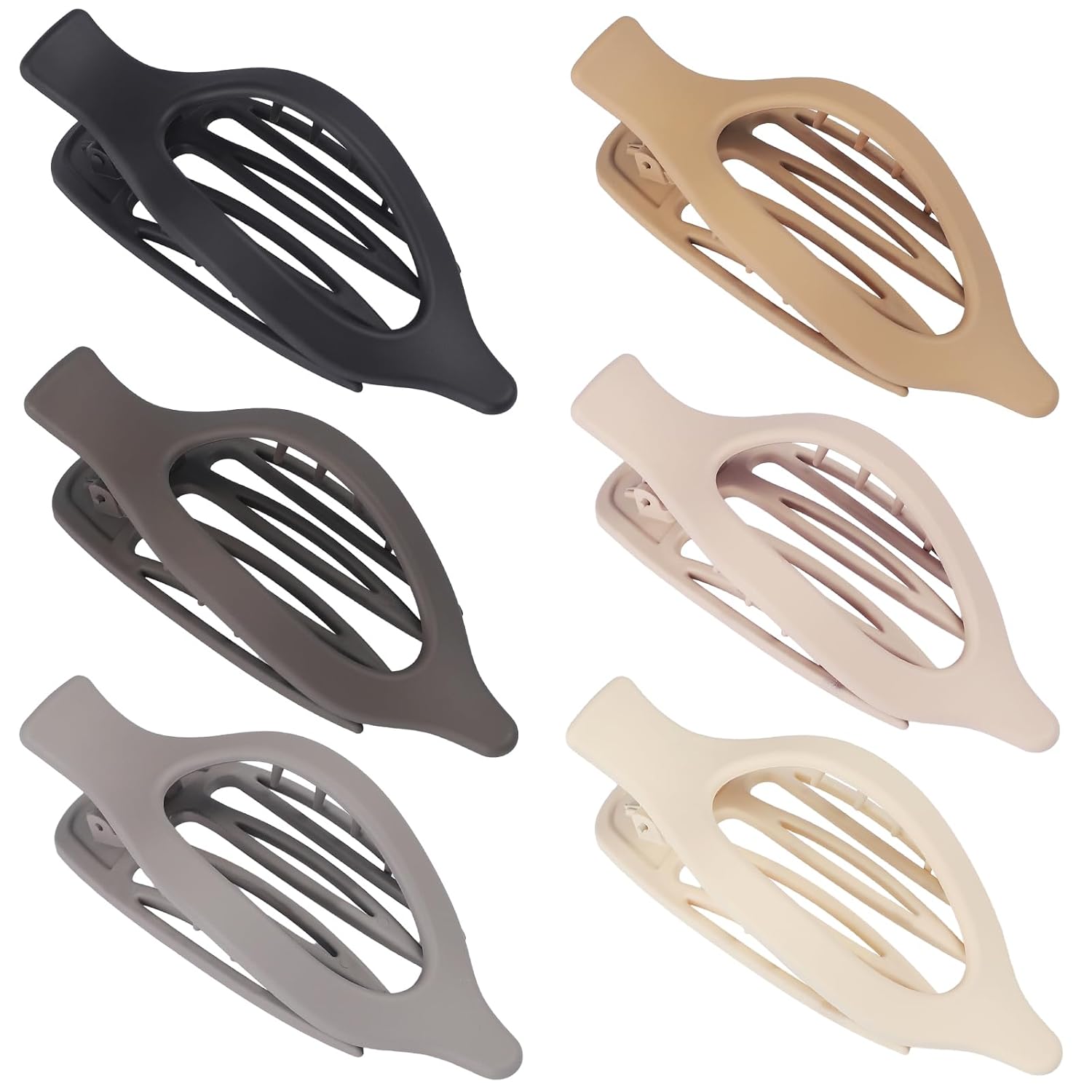 Flat Hair Clip 6 pcs Lay Down Claw Clips Hair Accessories for Women -Brown Grey - Image 7