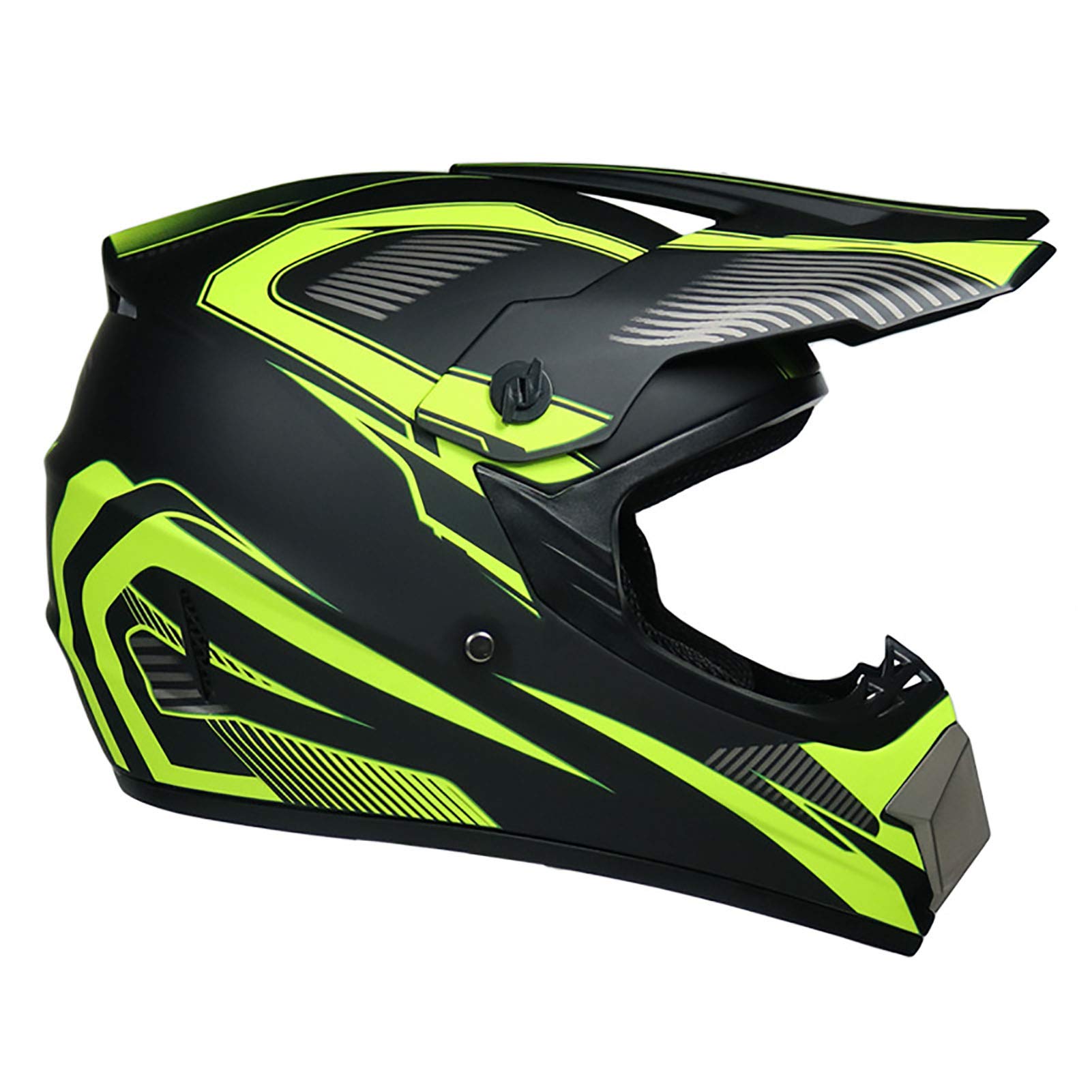 Motocross Helmet, Give Away Goggles + Gloves + Face Mask Set Removable And Washable Inner Lining Removable Brim Racing Lightweight Yellow Track Pattern Adult Full Face Helmet