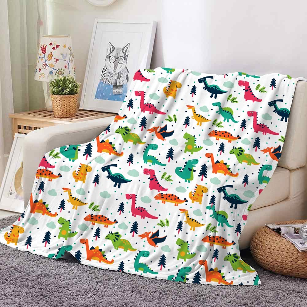 Dinosaurier Kuscheldecke, Kuscheldecke Kinder Dinosaurier, Sanft Flanell Weich Fleecedecke, Kinder Kuscheldecke, Mikrofaser Couchdecke,Dinosaurier Decke Geschenke (Weißer Dinosaurier, 150 x 200 cm)