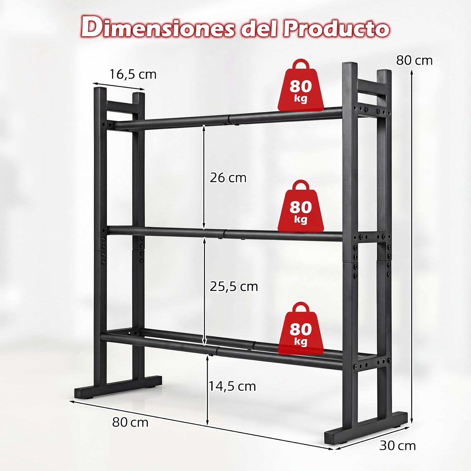 COSTWAY Soporte para Mancuernas de 3 Niveles, Capacidad de 240 kg