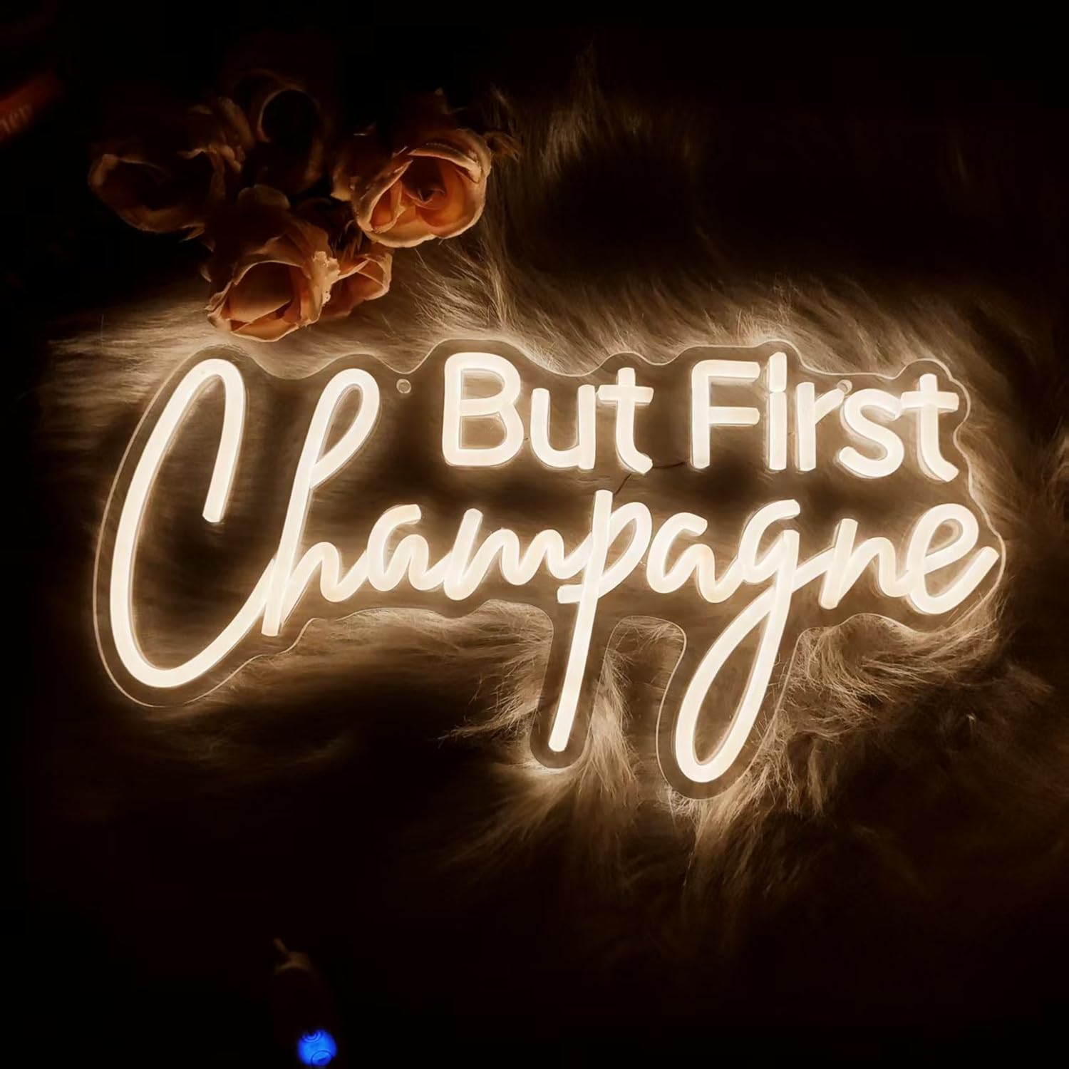 Ma Prima Sciampagna Segno al Neon Sciampagna Segno di Luce al Neon LED Arte da Parete Luci per Cucina Bar Matrimonio Compleanno Illuminazione Decorativa Champagne Regali per Amici Famiglia, 5V USB