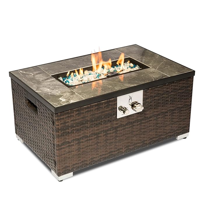 Buy AJ Enjoy Outdoor Fire Table Rectangle Gas Fire Pit 32inch with