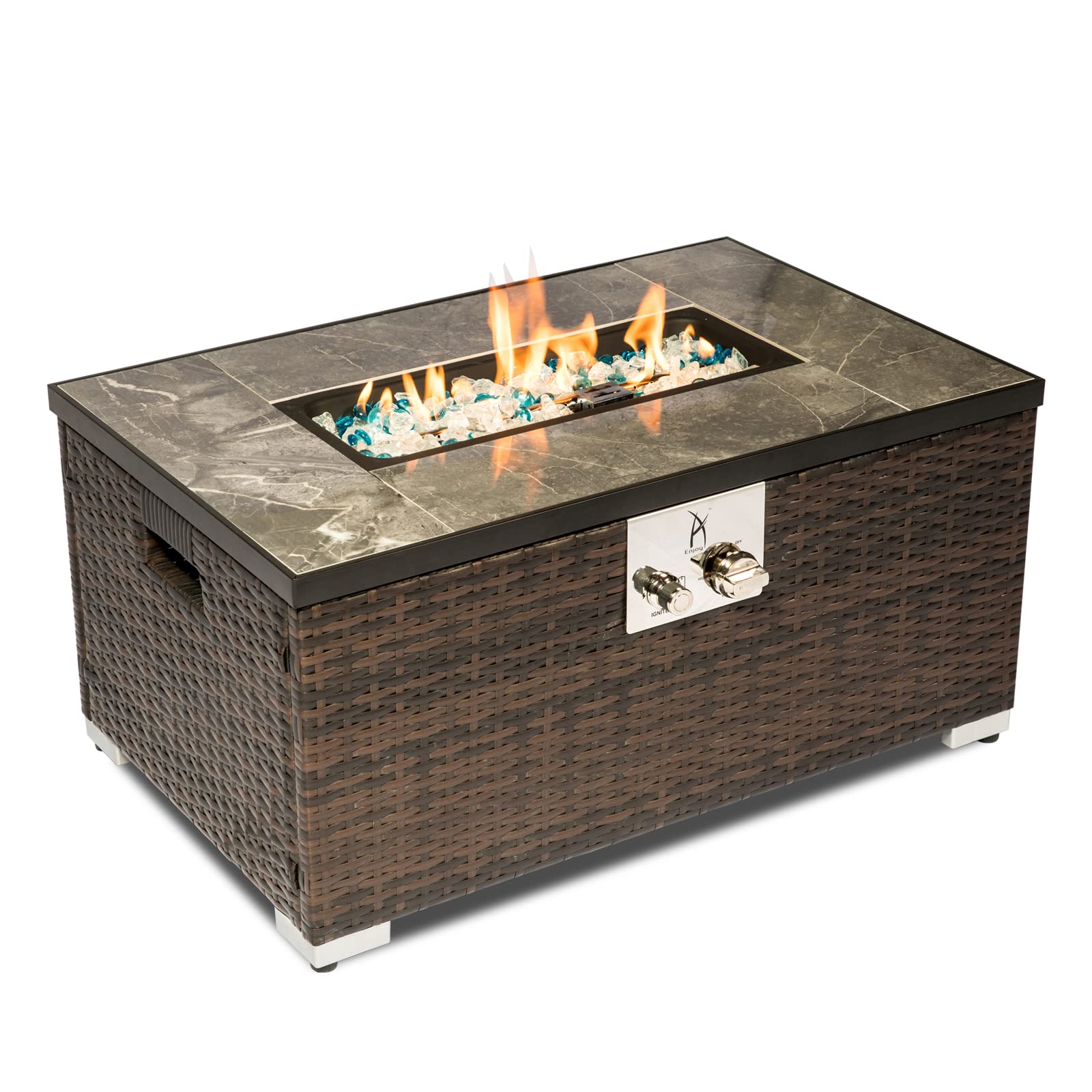 Buy AJ Enjoy Outdoor Fire Table Rectangle Gas Fire Pit 32inch with