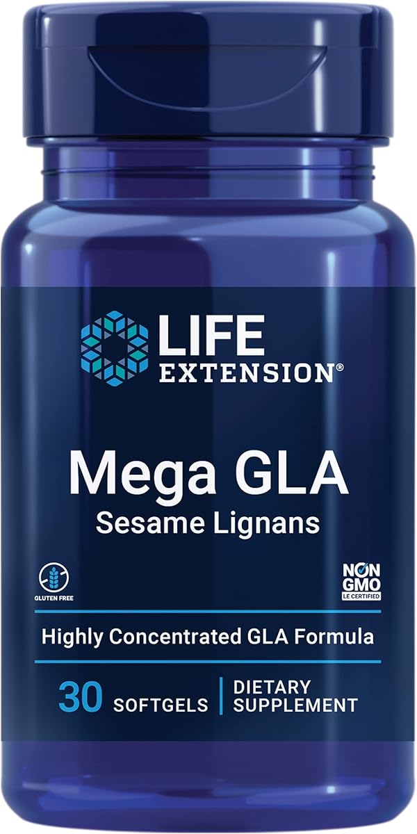 Life Extension Mega GLA Sesame Lignans, Omega-6 Fatty acids to Promote a Healthy inflammatory Response, Gluten Free, Non-GMO, 30 softgels