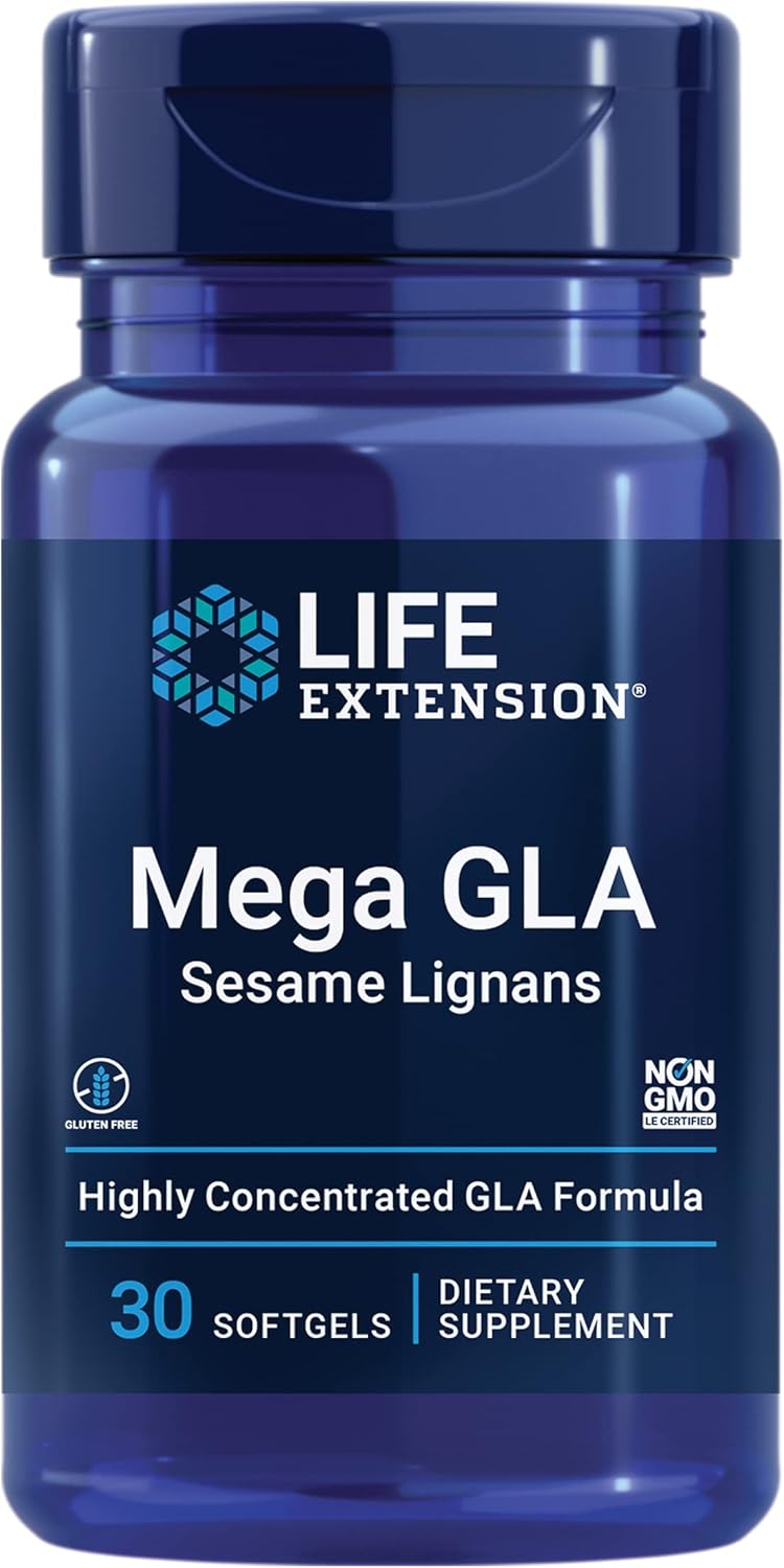 Product image of Life Extension Mega GLA Sesame Lignans, Omega-6 Fatty acids to Promote a Healthy inflammatory Response, Gluten Free, Non-GMO, 30 softgels