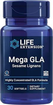 Life Extension Mega GLA Sesame Lignans, Omega-6 Fatty acids to Promote a Healthy inflammatory Response, Gluten Free, Non-GMO, 30 softgels