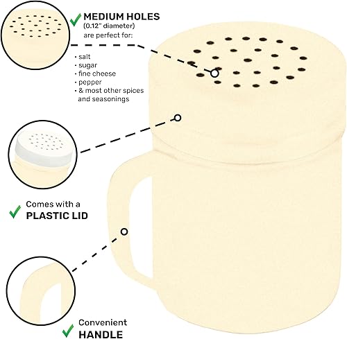 Miniatura 52 de CUSINIUM Salero de metal y pimienta, con asa, condimentos y especias con agujeros y tapas, 10 onzas, 2 piezas, estilo: mediano plateado,Negro