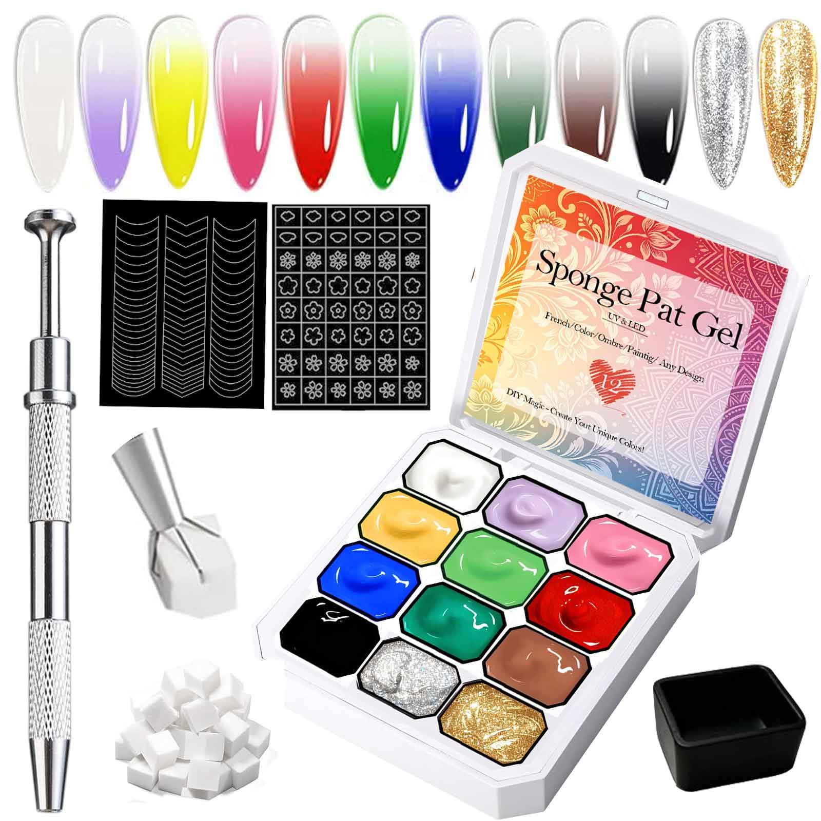 Pat Pat Gel Palette, 12 Colors Sponge Nail Stamping Gel