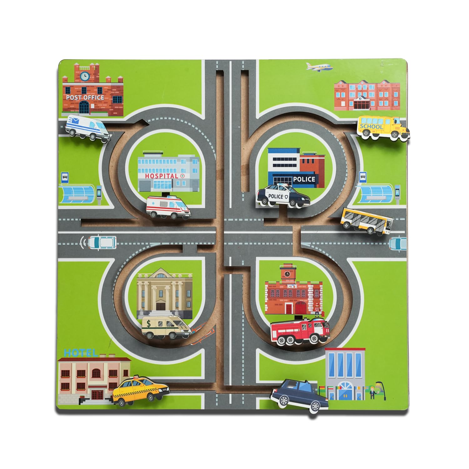 Metclap Emergency Vehicle Slider Toy for Kids β Wooden Learning Board with Sliding Tiles β Teaches Police, Fire Truck, Ambulance & More β Educational Toy for Toddlers & Preschoolers