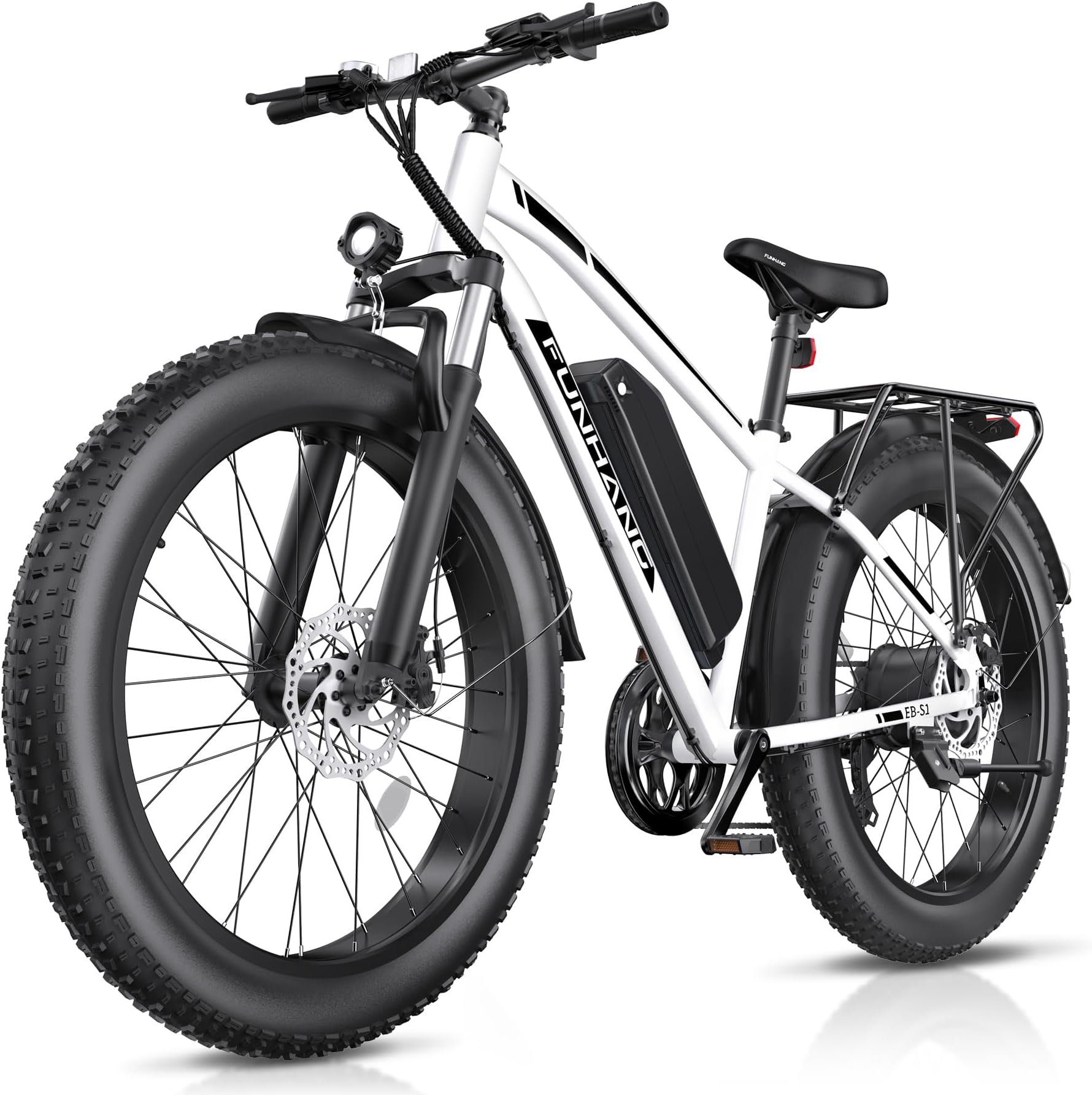 Electric Bike for Adults, Peak 1000W Ebike, 25MPH 60Miles Electric Mountain Bike, 26" Fat Tire Electric Bicycle with 48V 13AH Battery, Rear Rack, Front Suspension, 7 Speed, UL 2849 Certified