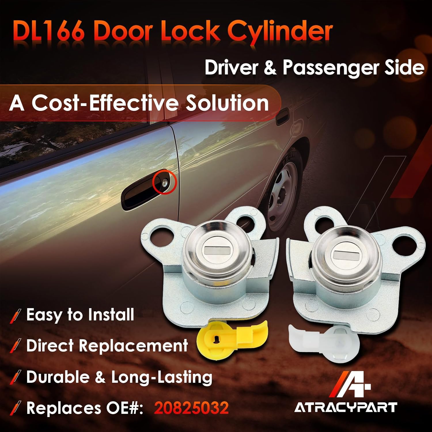 Door Lock Cylinder Switch with Keys, Compatible with 1998-2002 Toyota Corolla, Chevy Prizm, 1.8L L4, Replaces# DL166, 69051-12490